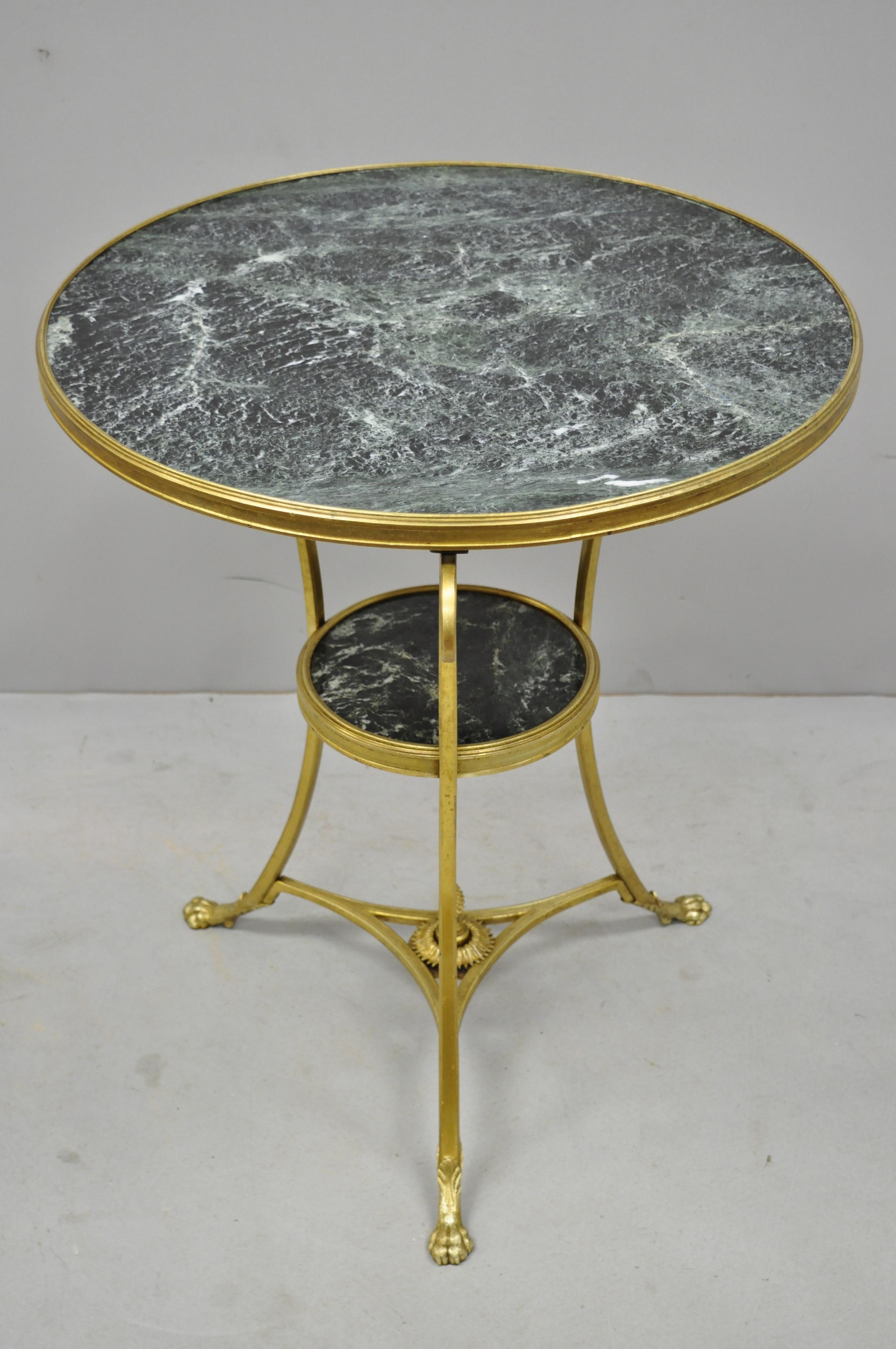 French Bronze Neoclassical Round Green Marble Top Gueridon Centre Lamp Table In Good Condition In Philadelphia, PA
