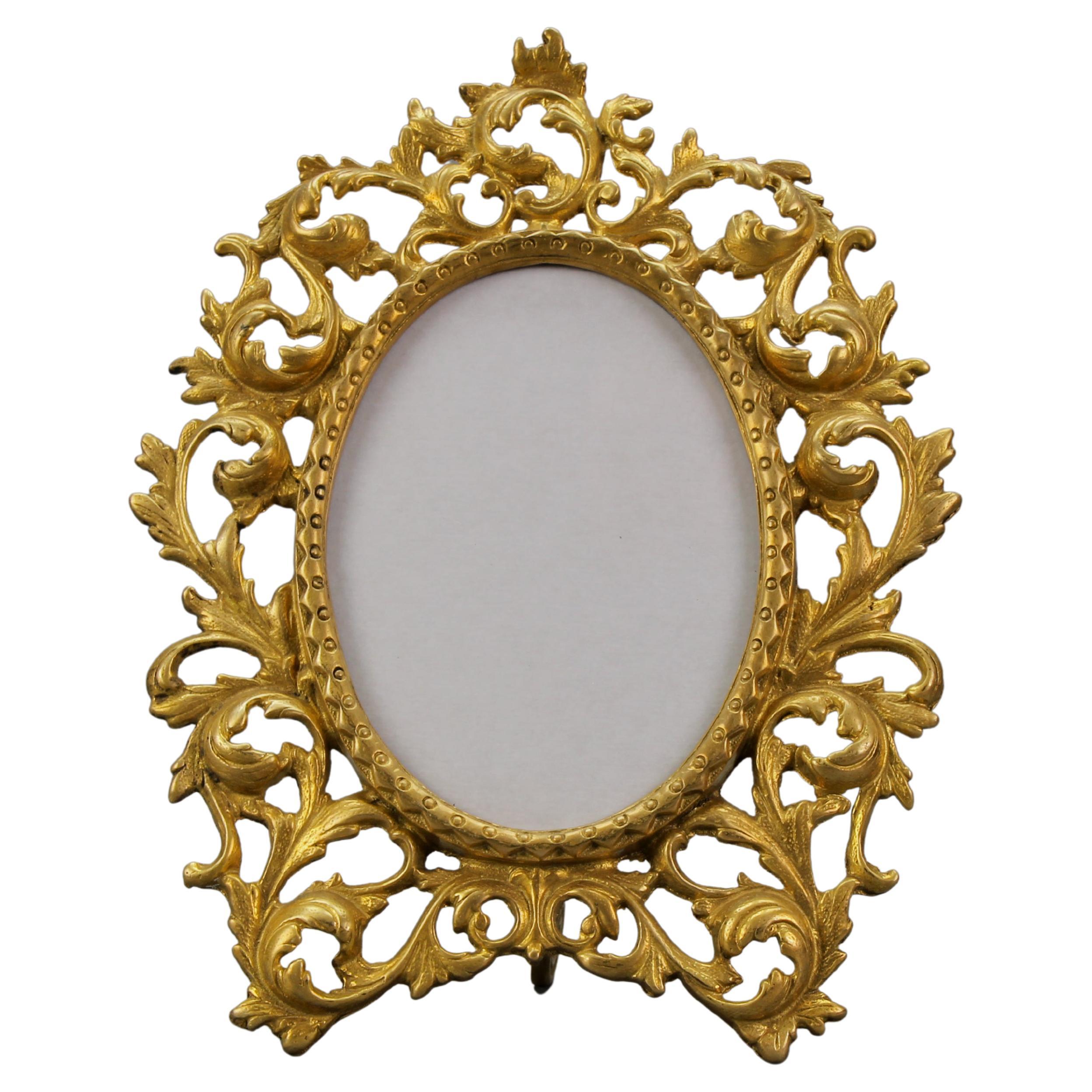 French Bronze Neoclassical Style Oval Desktop Picture Frame For Sale