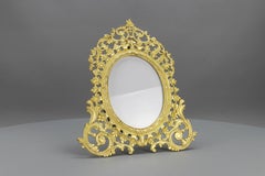 French Bronze Neoclassical Style Round Desktop Picture Frame, Late 19th Century