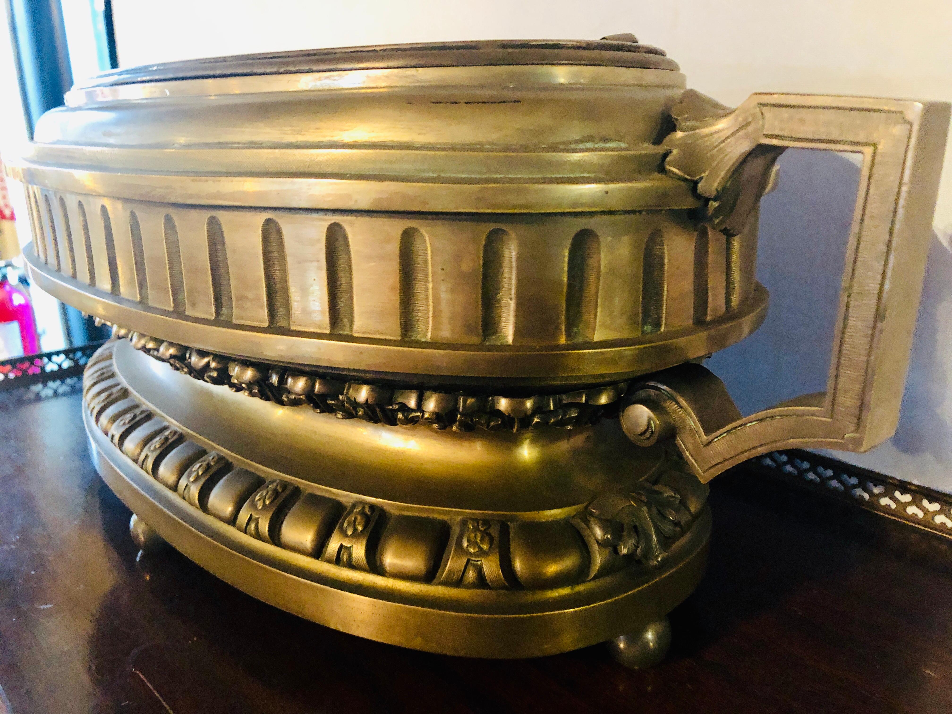 French Bronze Neoclassical Style Urn Flower Pot or Jardiniere with Handles In Good Condition In Stamford, CT