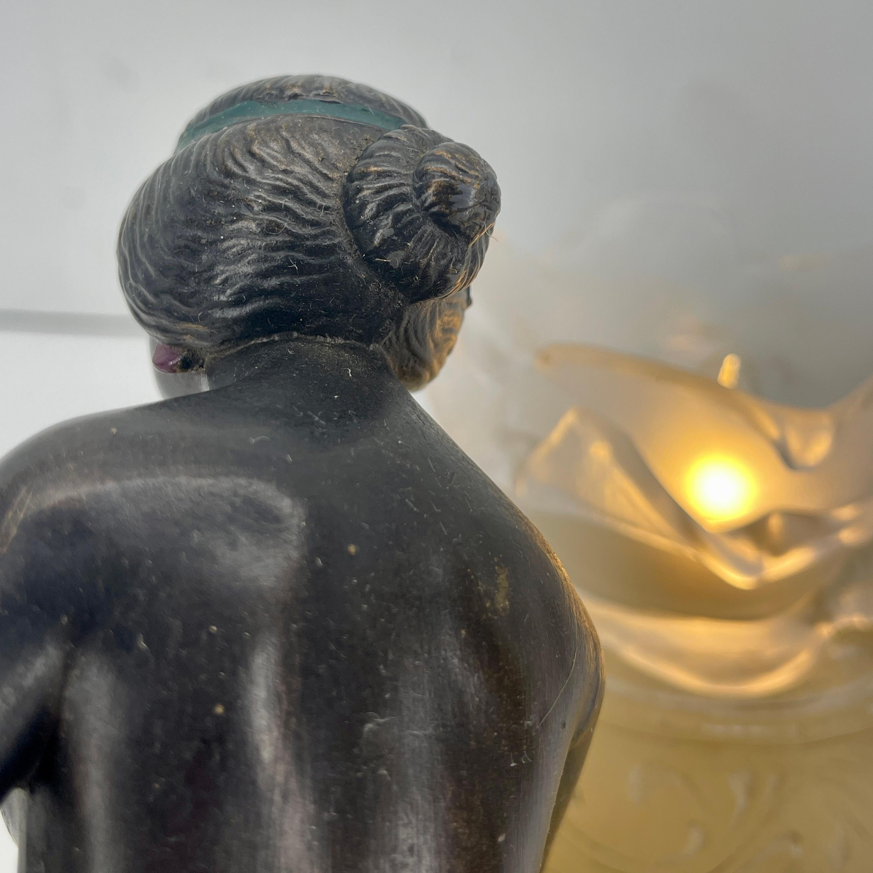 French Bronze Nude and White Alabaster Table Lamp, Circa 1940's For Sale 4