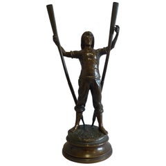 French Bronze of a Young Lifeboatman or Gig Rower Signed Antoine Bofill