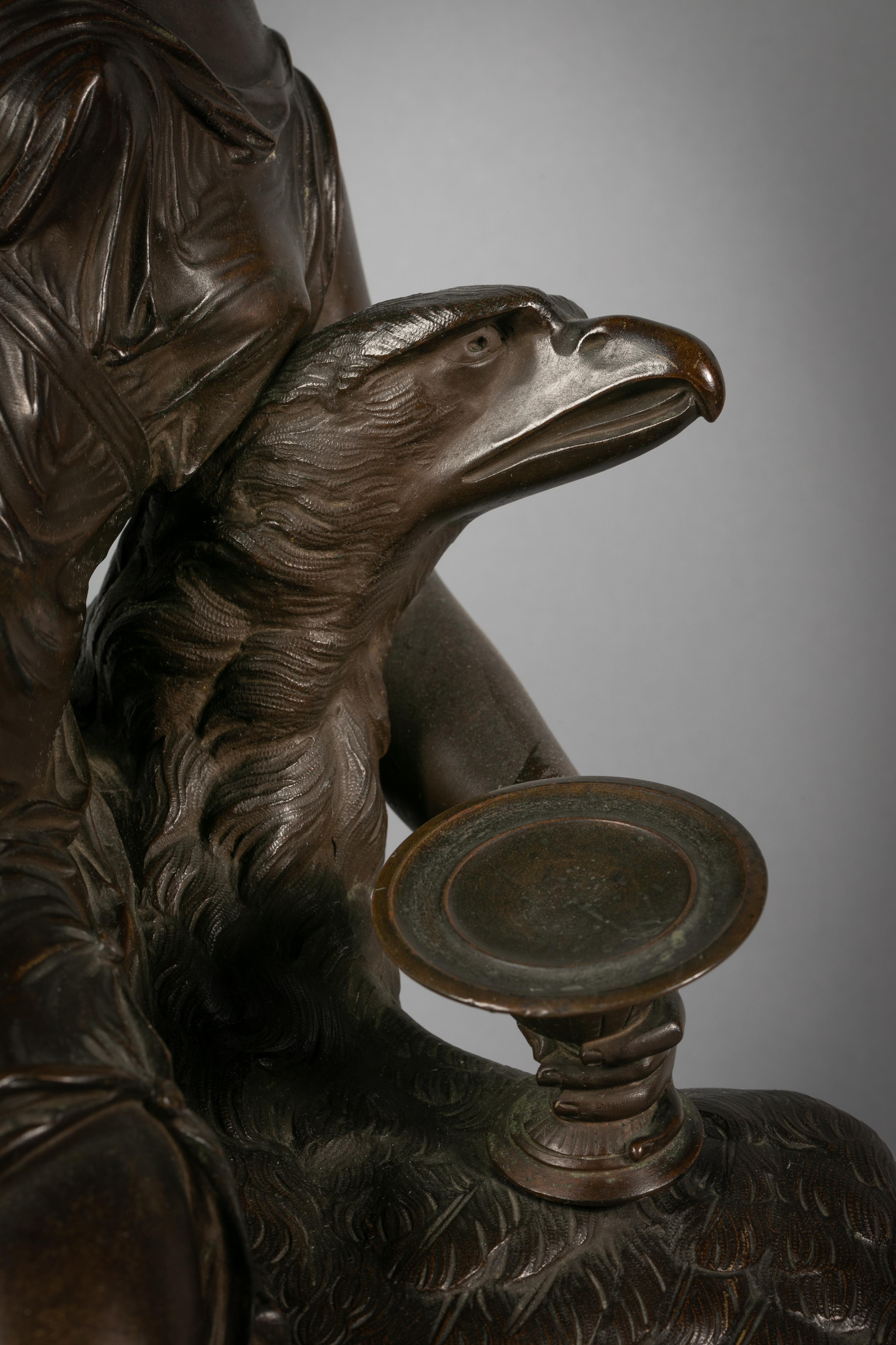 French Bronze of Hebe and Jupiter Disguised as an Eagle, by L.C. Hippolyte Buhot For Sale 1
