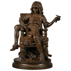 Bronzo francese di 'L'Enfant Moliere', di Adreien Etienne Gaudez, 1875 circa