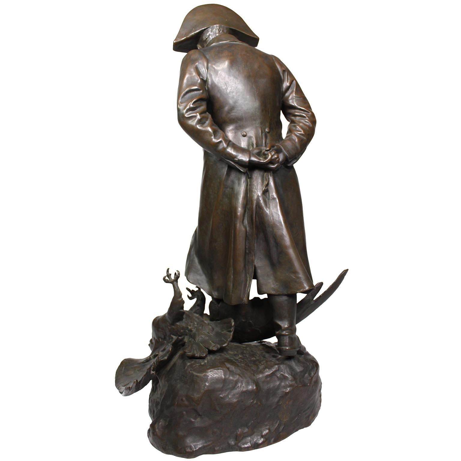 Patinato Bronzo francese di Napoleone in marcia a Waterloo di Marius Jean Antonin Mercié in vendita