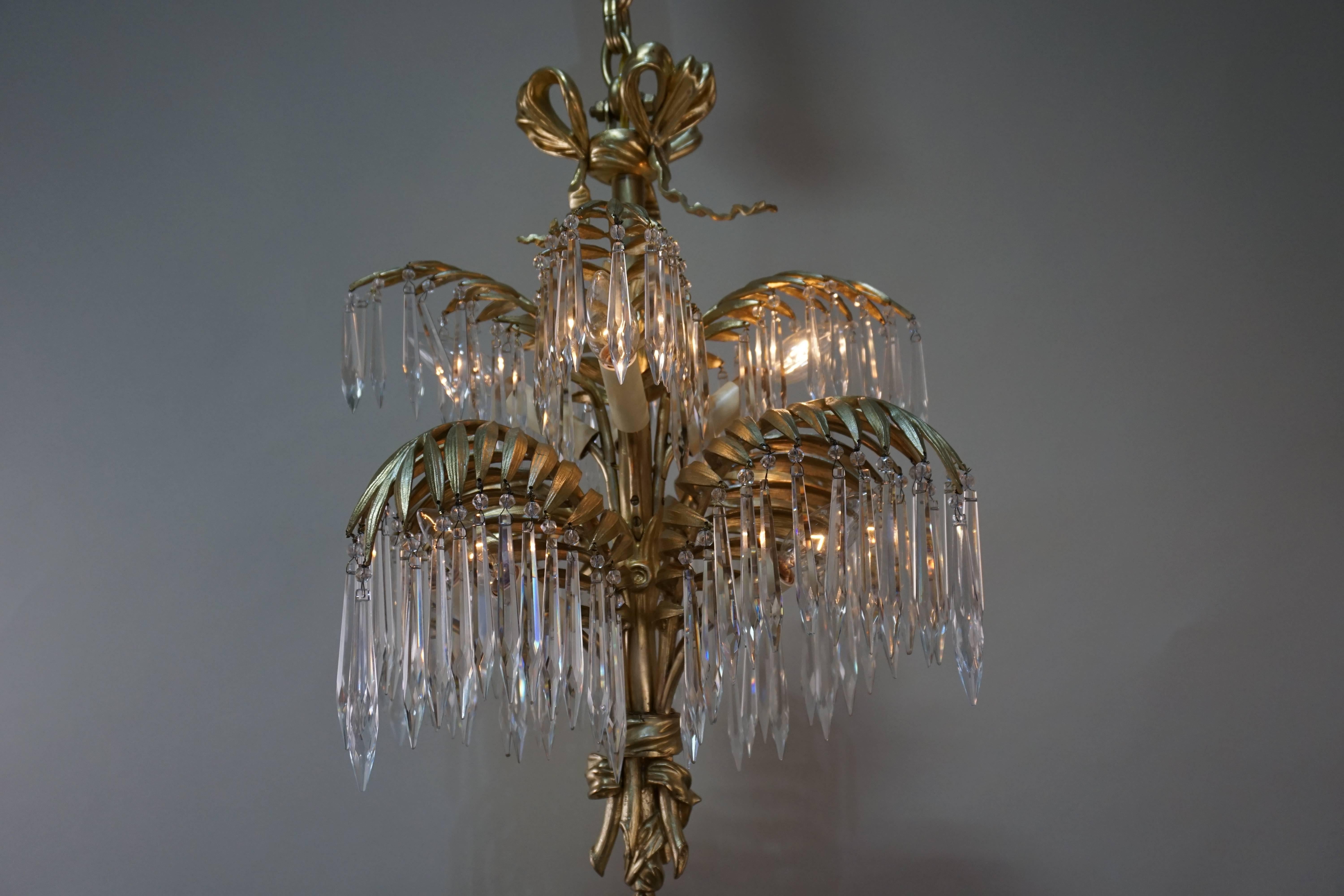 Französischer palmenbaum bronze kronleuchter von Baguès im Zustand „Gut“ in Fairfax, VA