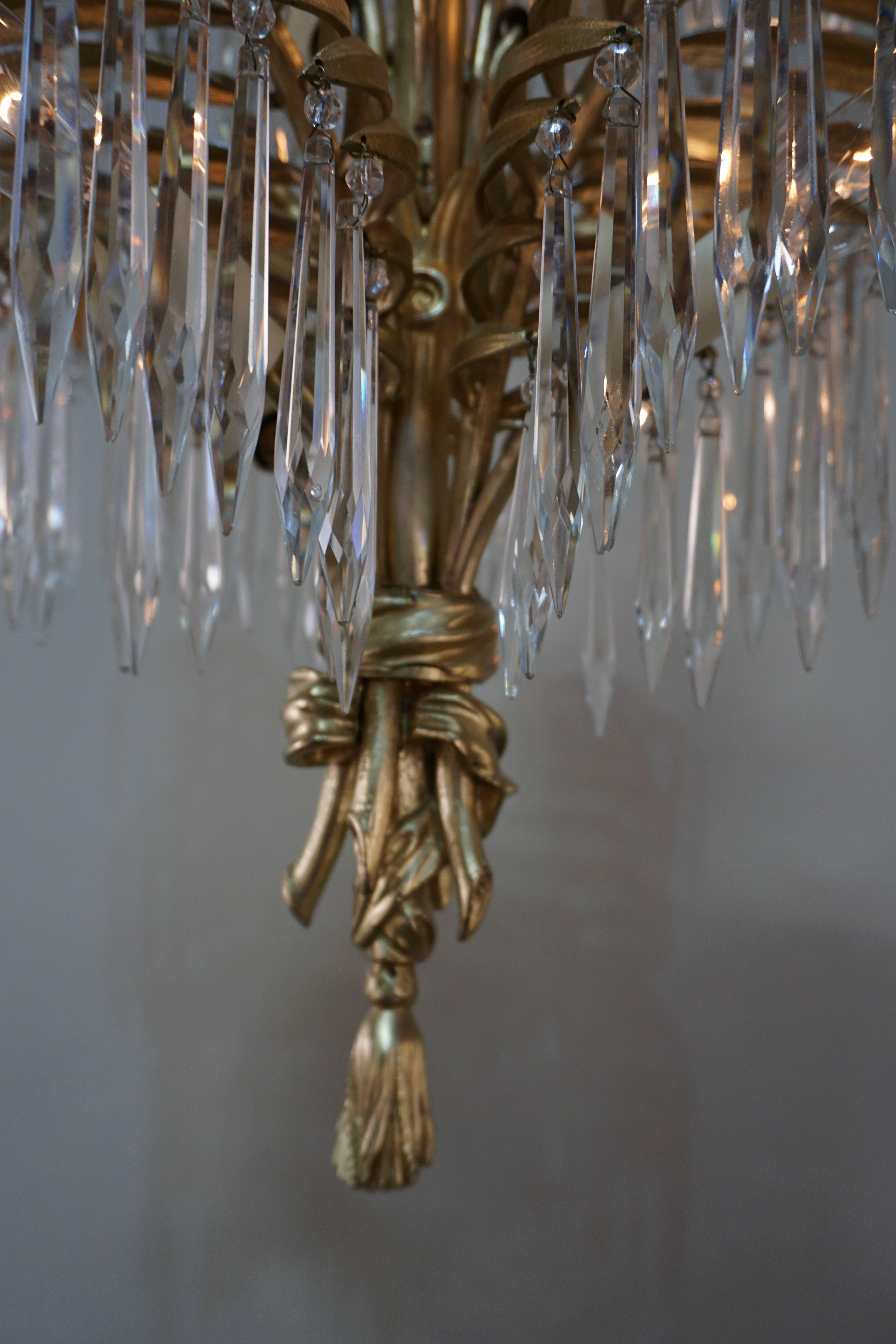 Early 20th Century French Bronze Palm Tree Bronze Chandelier by Baguès