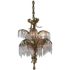 French Bronze Palm Tree Bronze Chandelier by Baguès