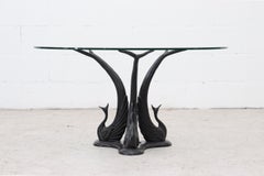 French Bronze Sculptural Peacock Coffee Table with Beveled Plate Glass Top