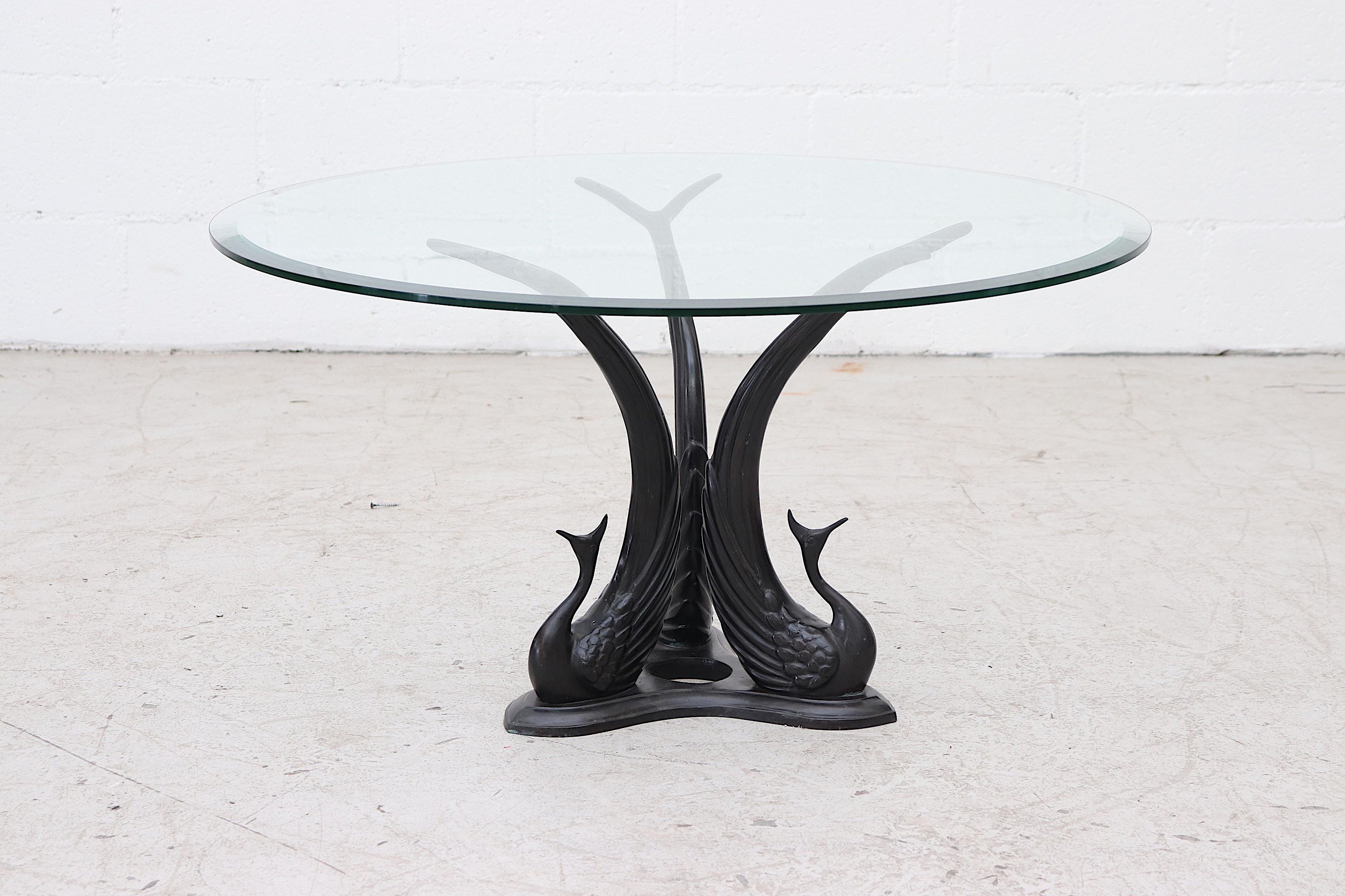Mid-Century Modern French Bronze Peacock Coffee Table For Sale