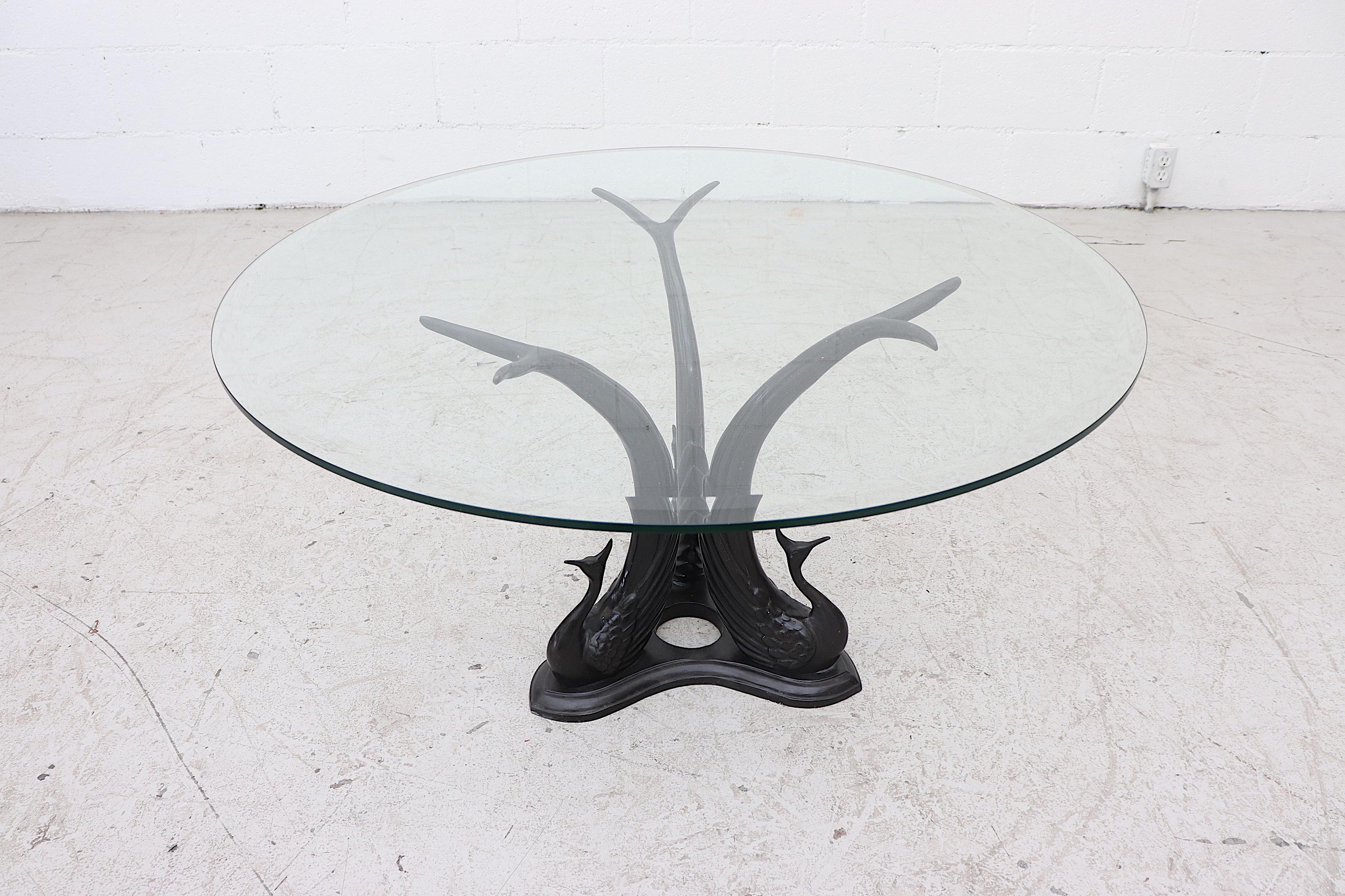Italian French Bronze Peacock Coffee Table For Sale
