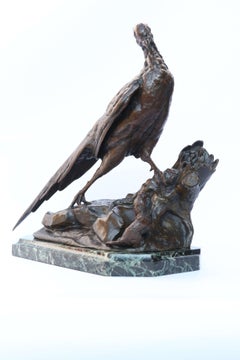 French Bronze "Pheasant and Weasel" by Jules Moigniez