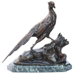 French Bronze "Pheasant and Weasel" by Jules Moigniez