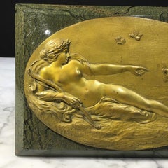 French Bronze Plaque, Venus and Cupid, 19th Century