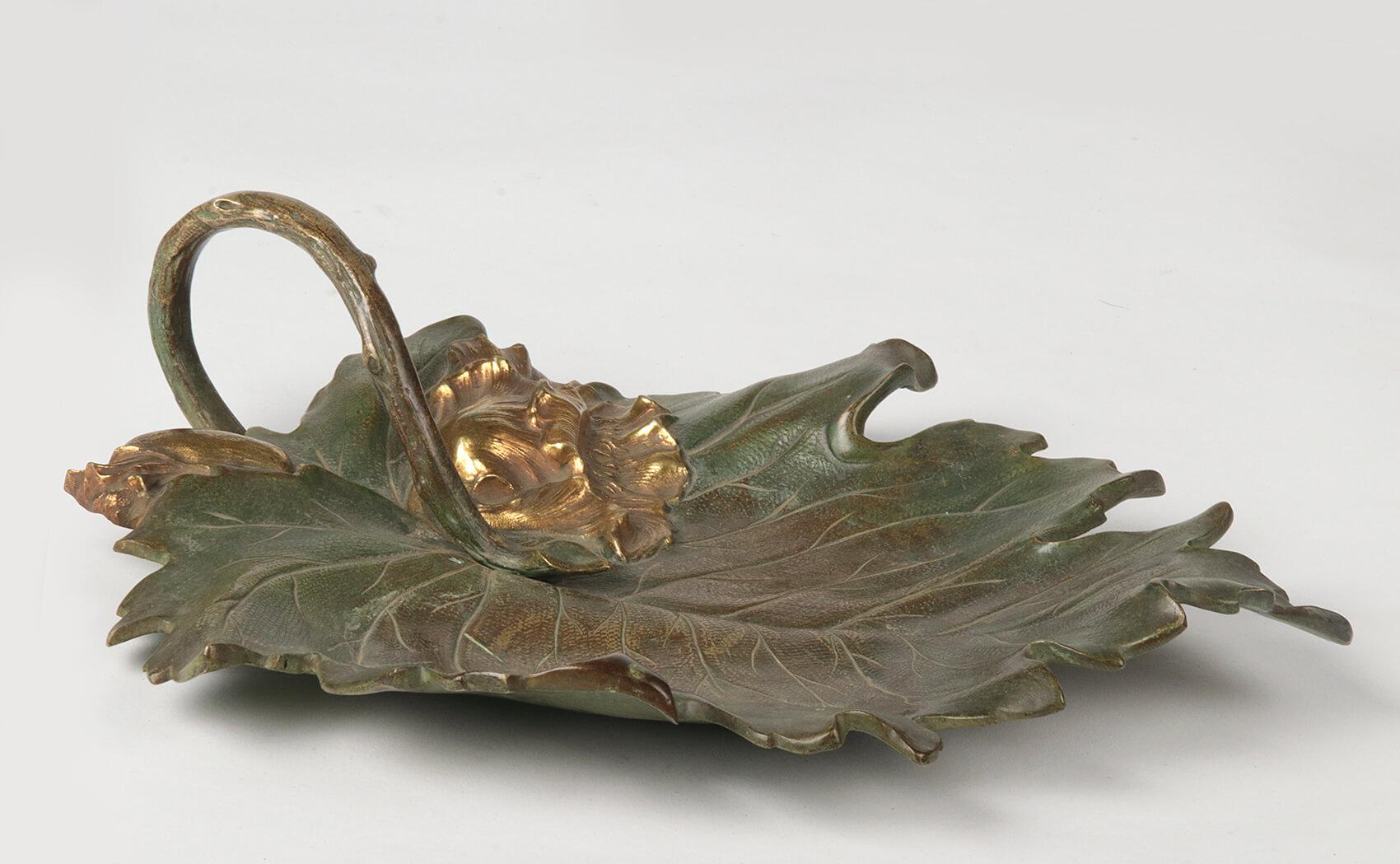 Art Nouveau French Bronze Presenting Dish Shaped as Leaf by Giltay