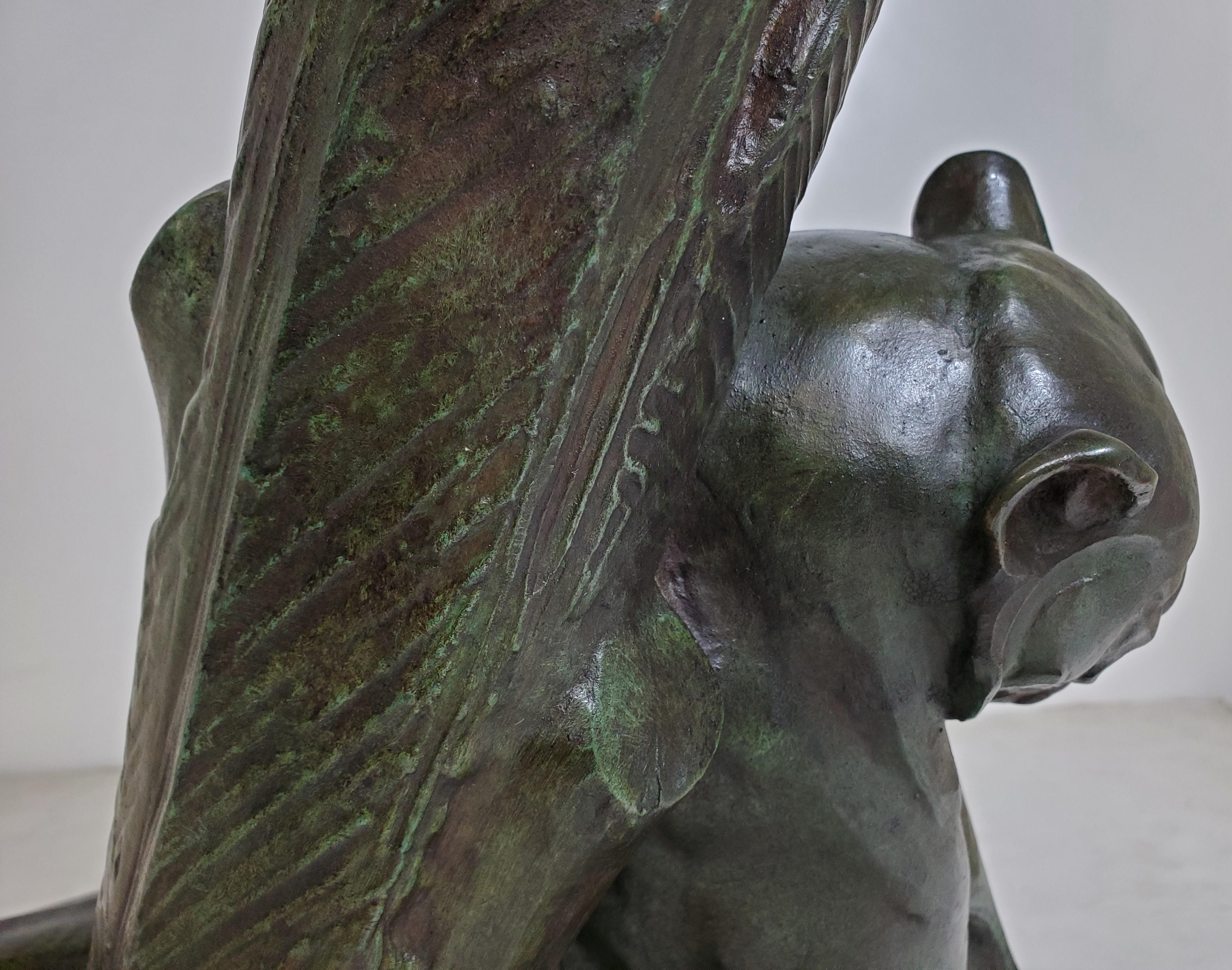 Französisch Bronze Seltene Skulptur eines Panther Ammer Signiert André Vincent Becquerel im Angebot 9