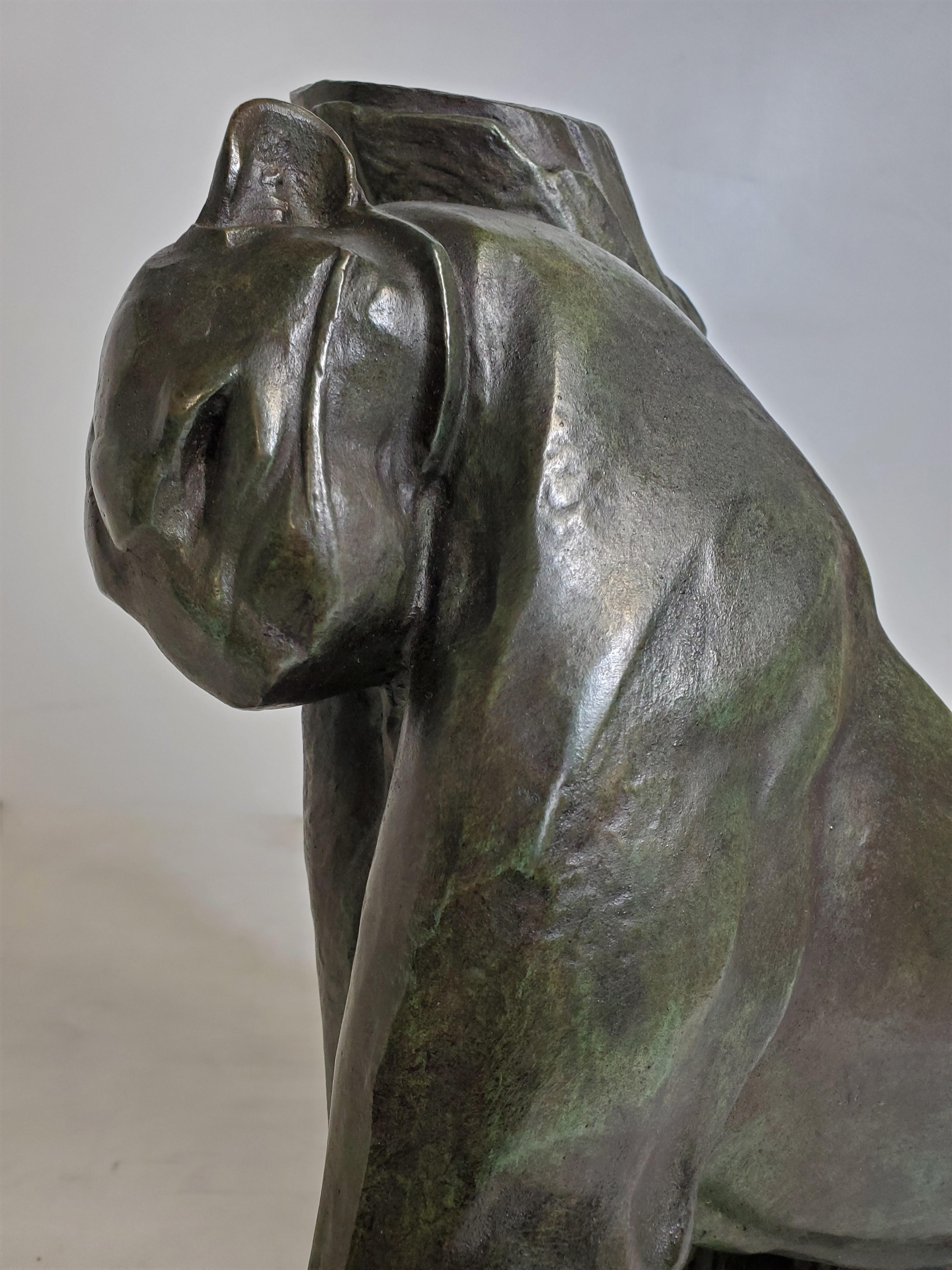 Französisch Bronze Seltene Skulptur eines Panther Ammer Signiert André Vincent Becquerel im Zustand „Gut“ im Angebot in New York City, NY