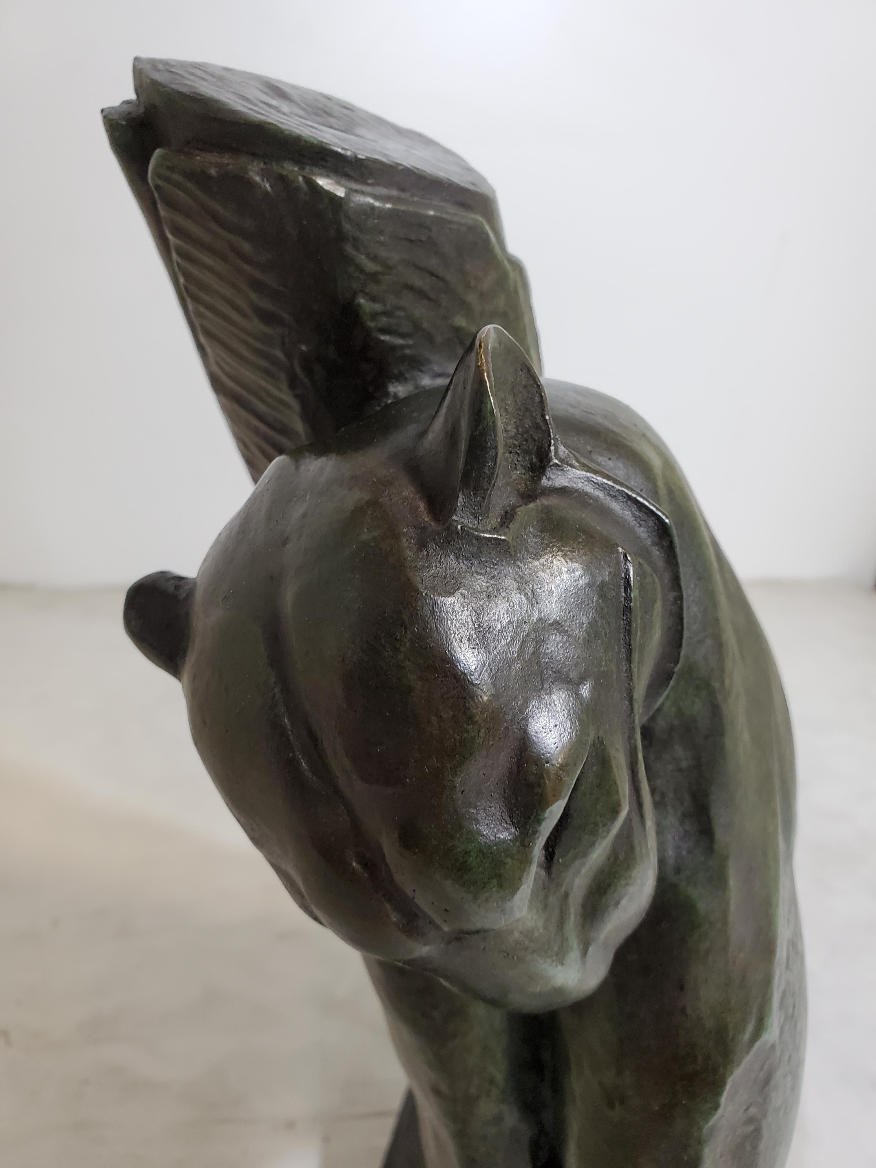 Französisch Bronze Seltene Skulptur eines Panther Ammer Signiert André Vincent Becquerel (20. Jahrhundert) im Angebot
