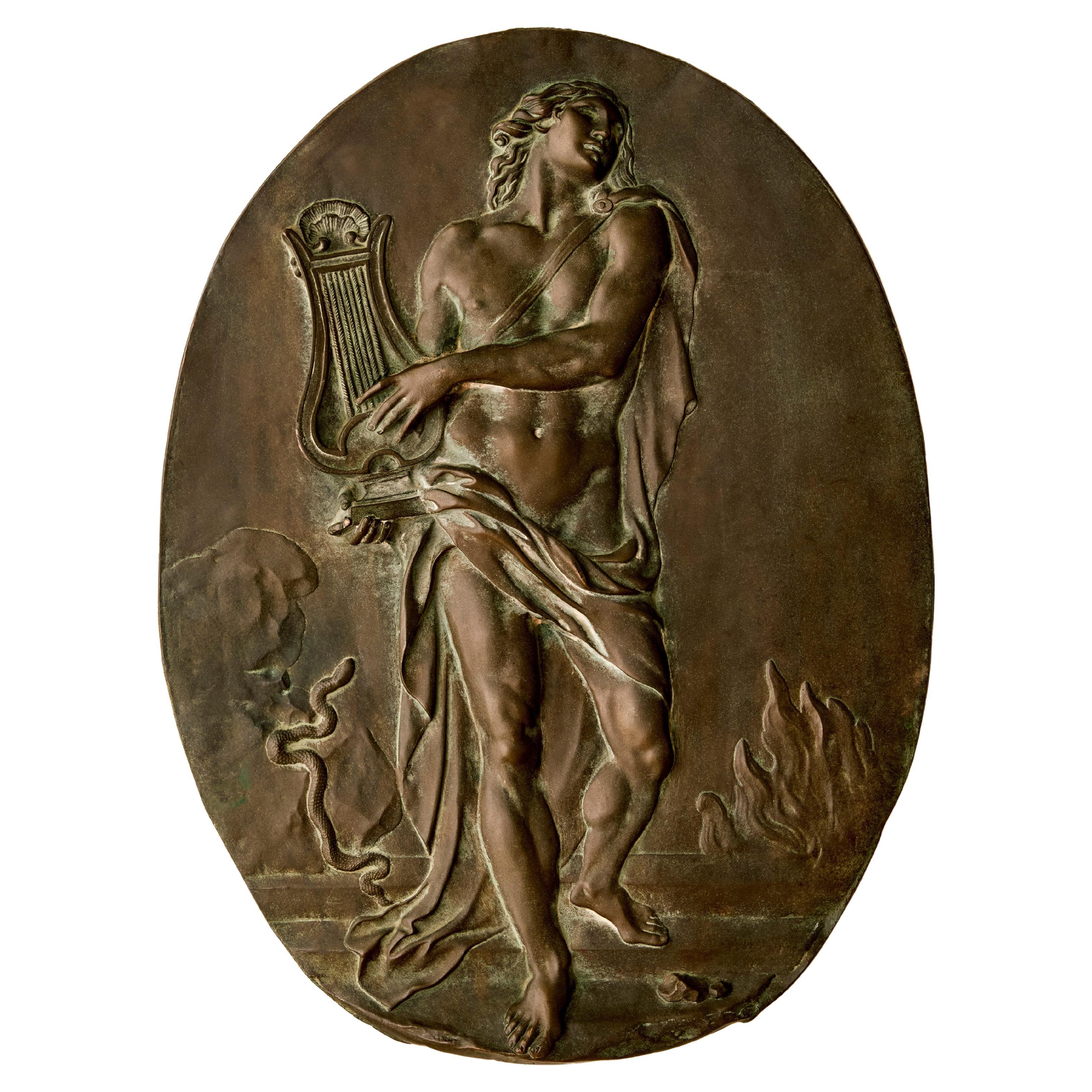 Plaque en relief en bronze français