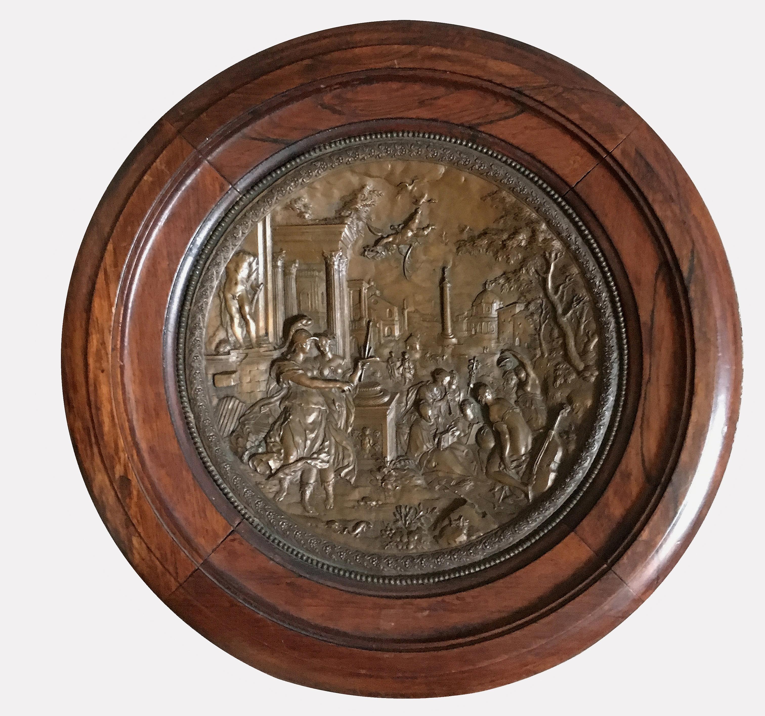 French Bronze Repousse Wall Medallion, 19th Century 2