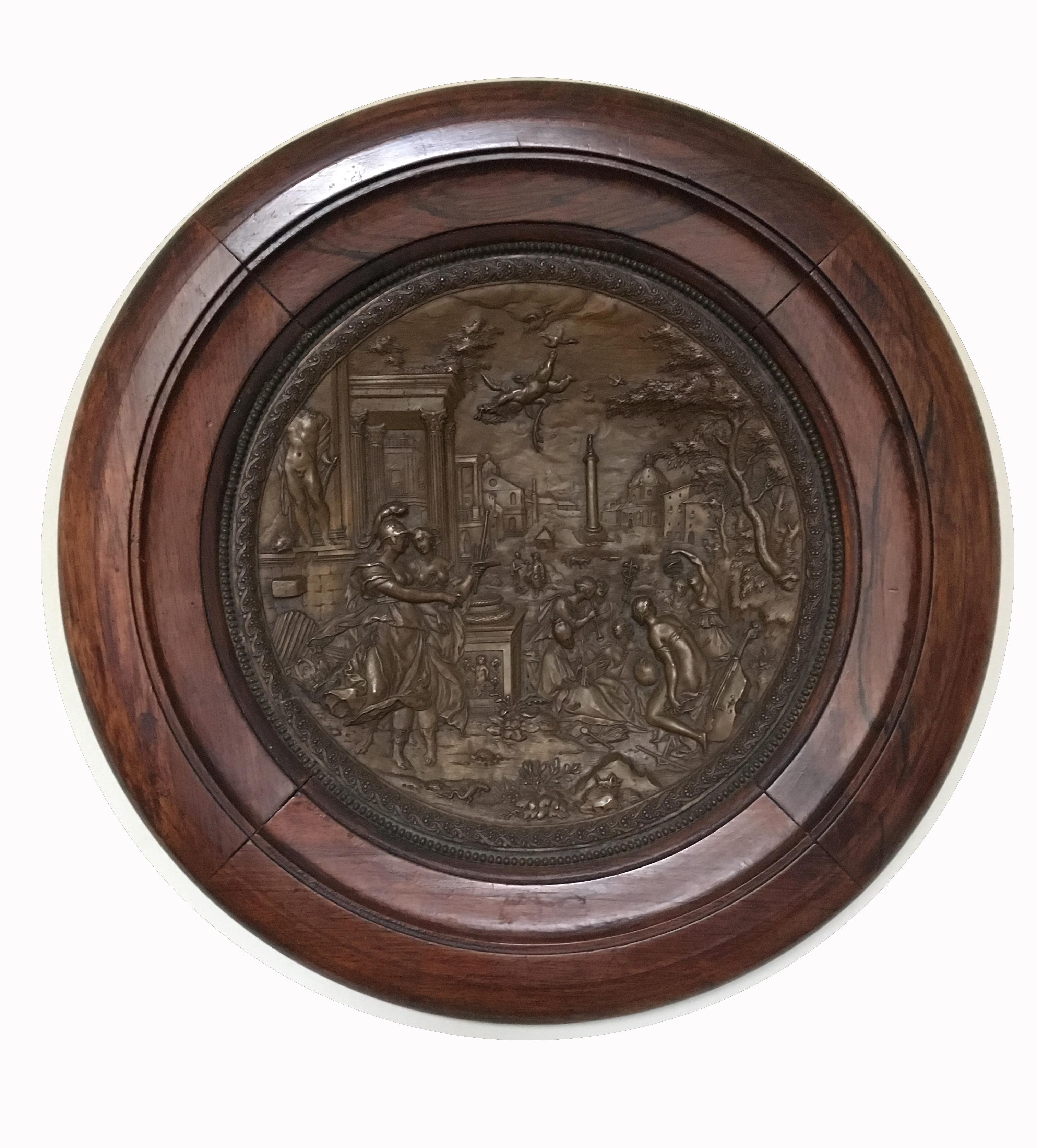 French Bronze Repousse Wall Medallion, 19th Century 3