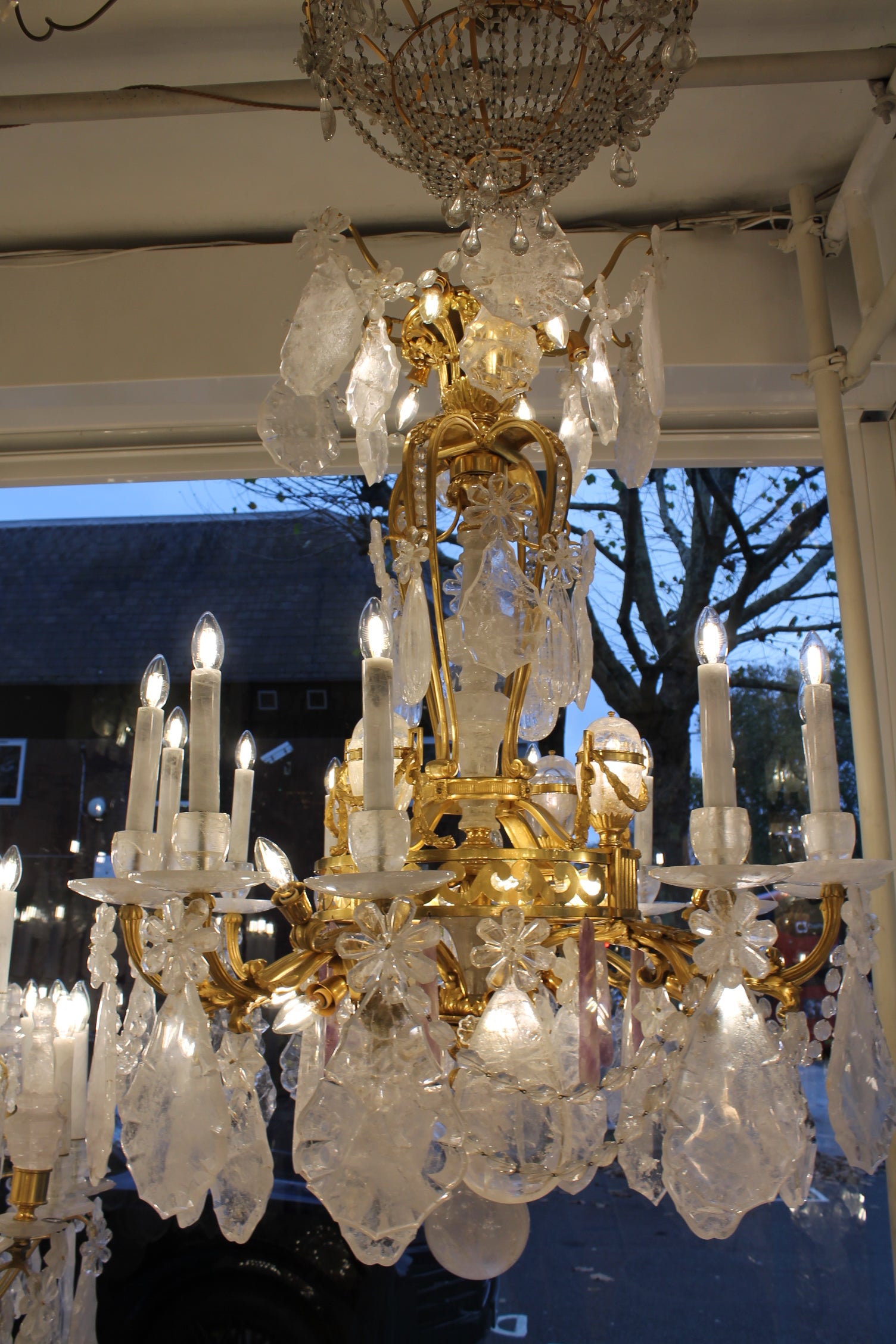 French Bronze  
 Rock Crystal Chandelier  38 lights