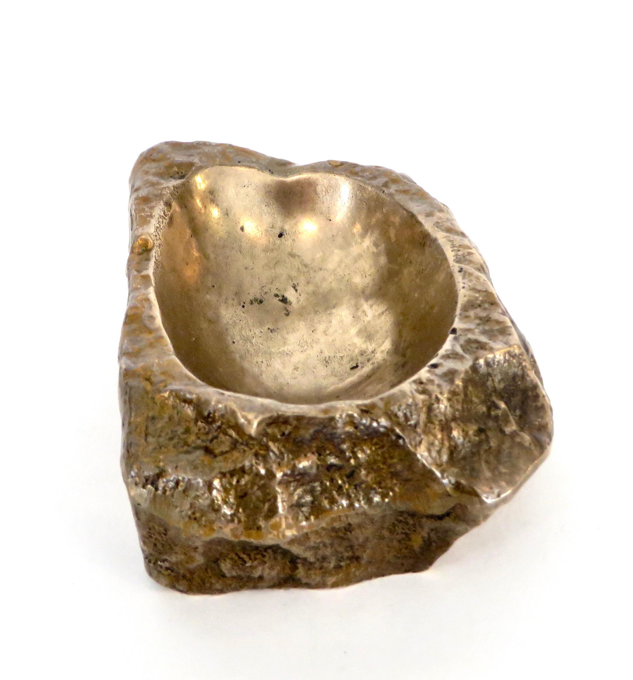 Late 20th Century French Bronze Rock Form Vide Poche or Ashtray by Monique Gerber