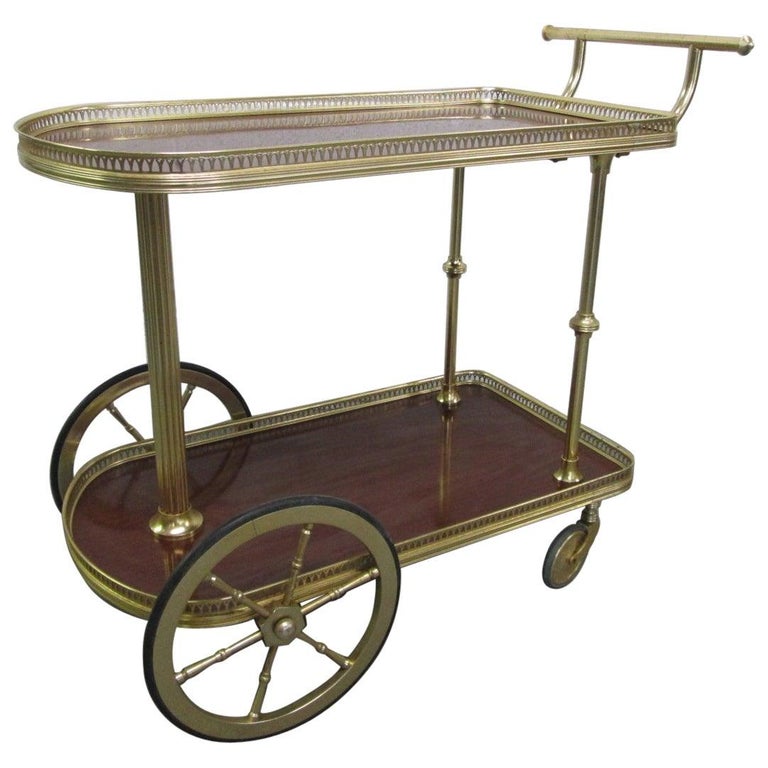 French Bronze Rolling Bar Cart For Sale at 1stdibs
