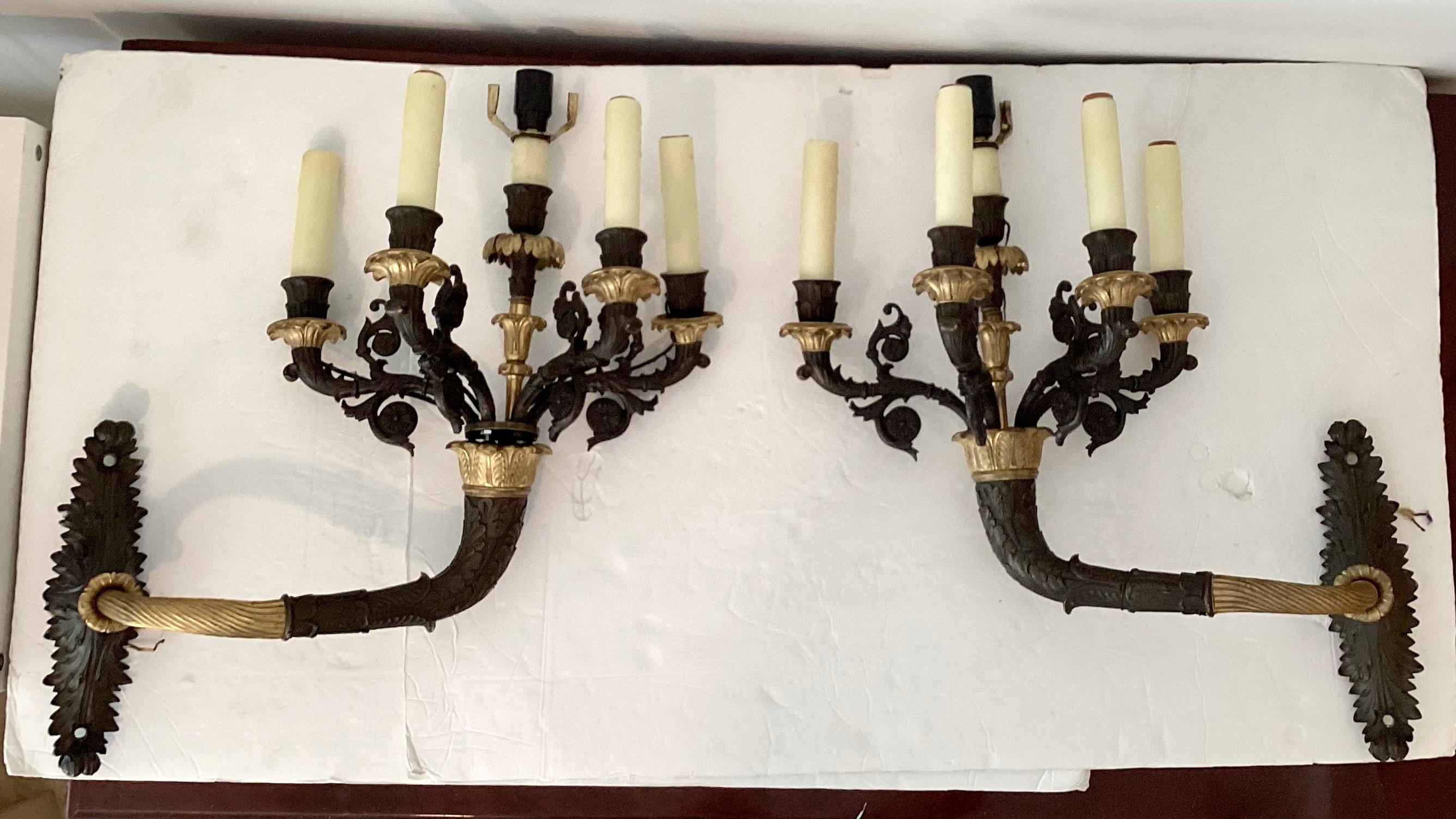 Pair of French wall sconces. One of the sconces needs repair, selling as is. Add some amazing French style to your home.