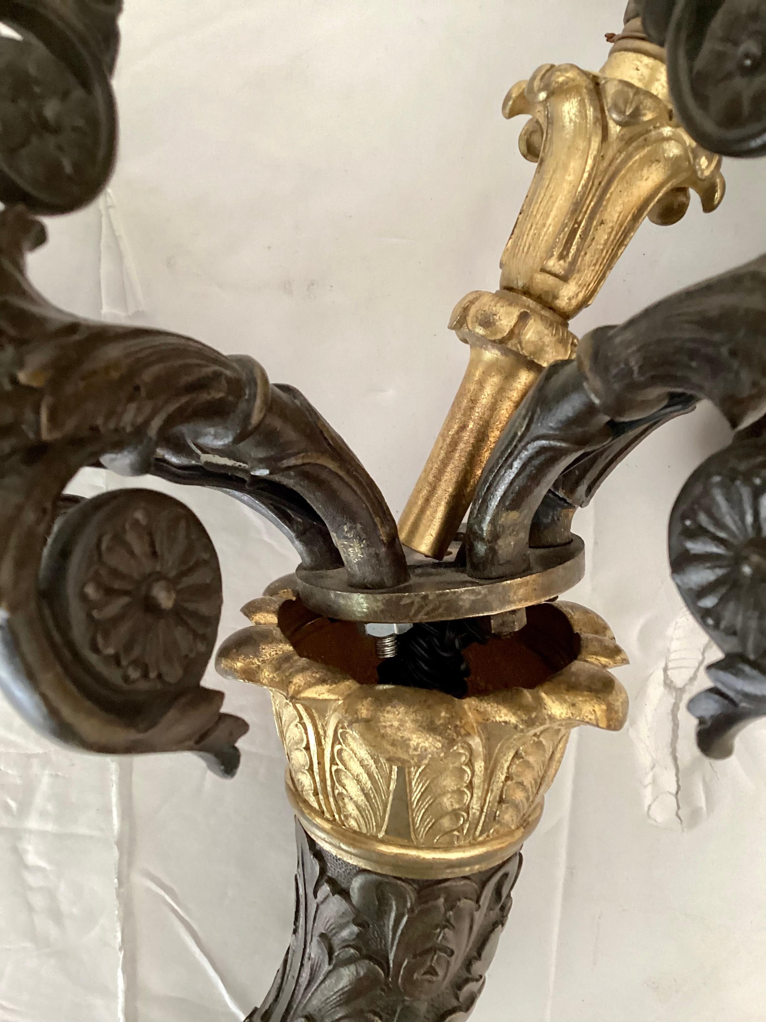 French Bronze Sconces, a Pair For Sale 1