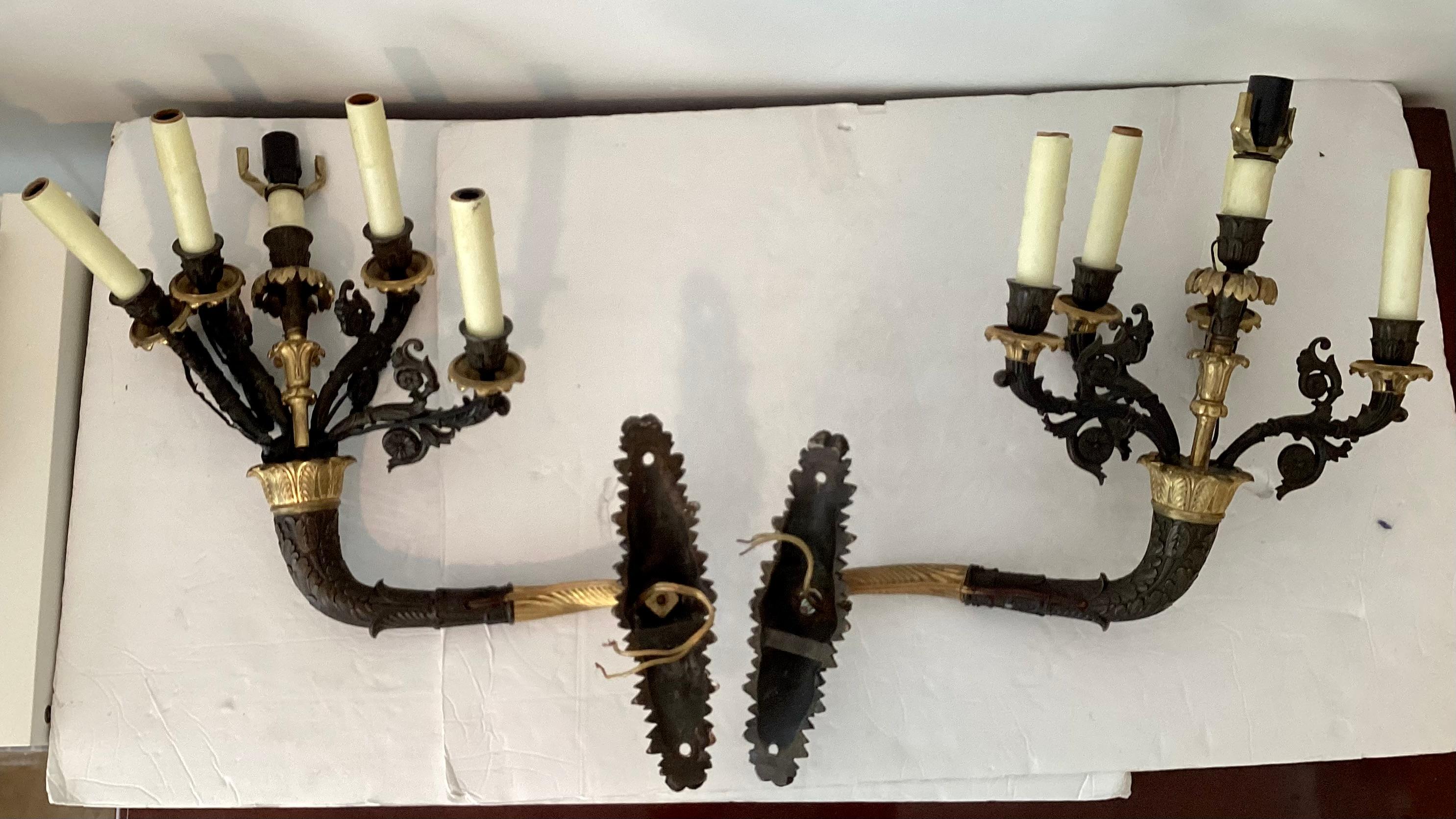 French Bronze Sconces, a Pair For Sale 3