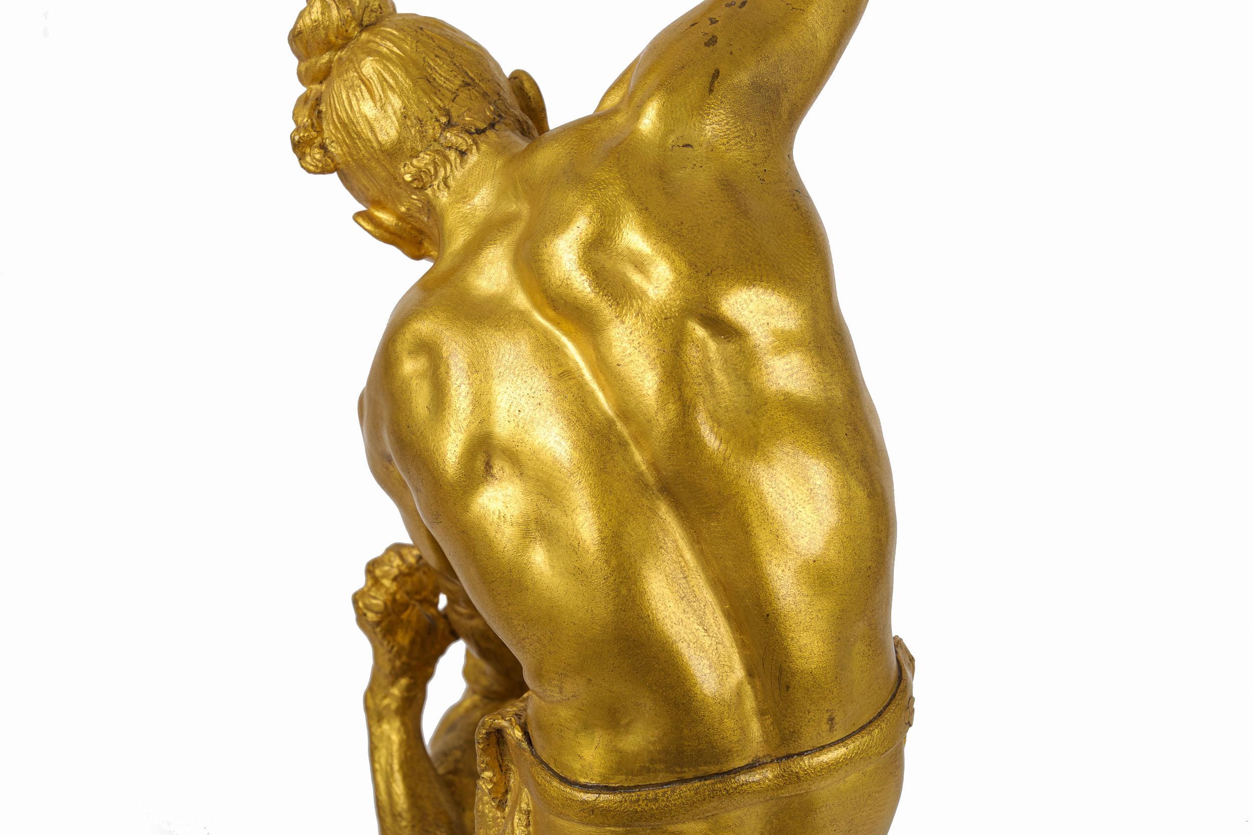 Sculpture française en bronze Indian Battling Wildcat de Francois Hippolyte Peyrol, vers 1910 4
