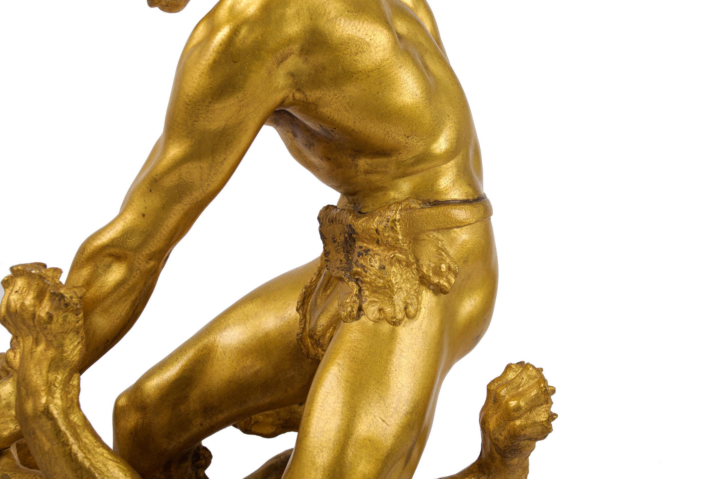 Sculpture française en bronze Indian Battling Wildcat de Francois Hippolyte Peyrol, vers 1910 5
