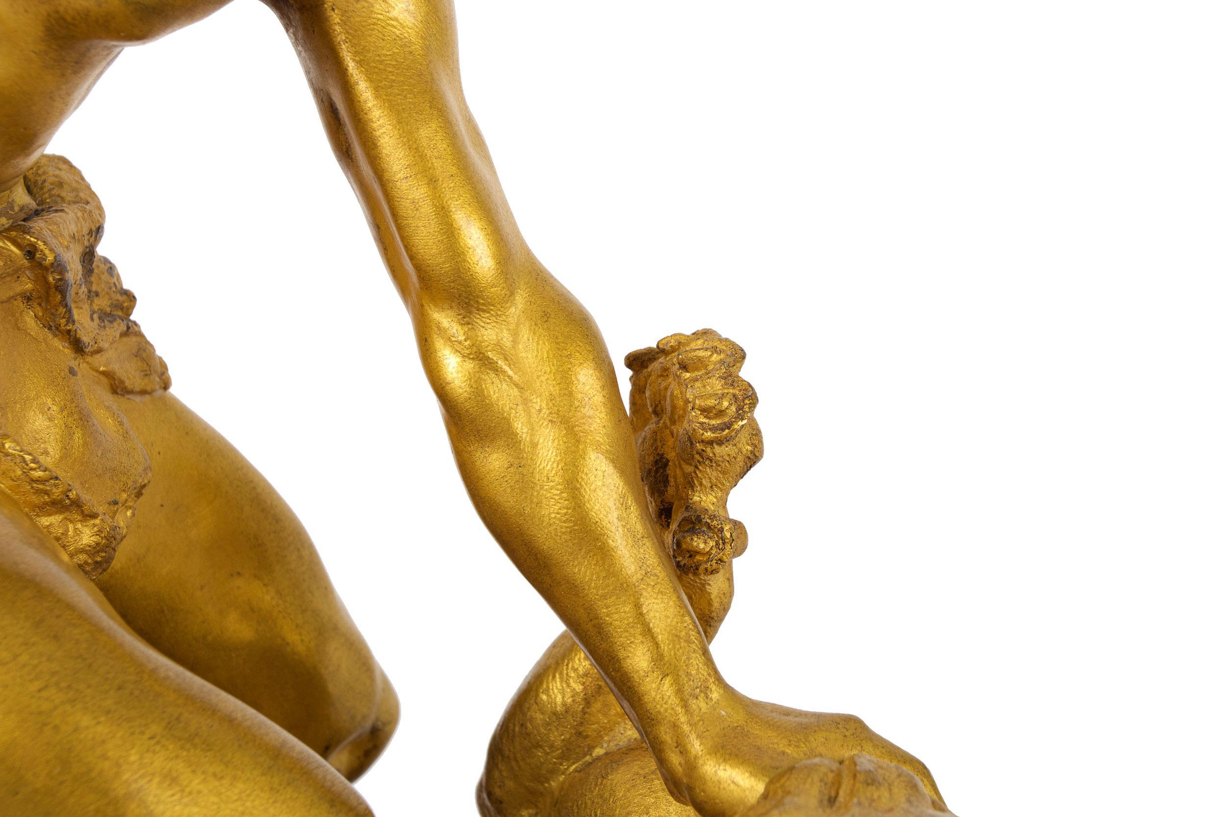 Sculpture française en bronze Indian Battling Wildcat de Francois Hippolyte Peyrol, vers 1910 8
