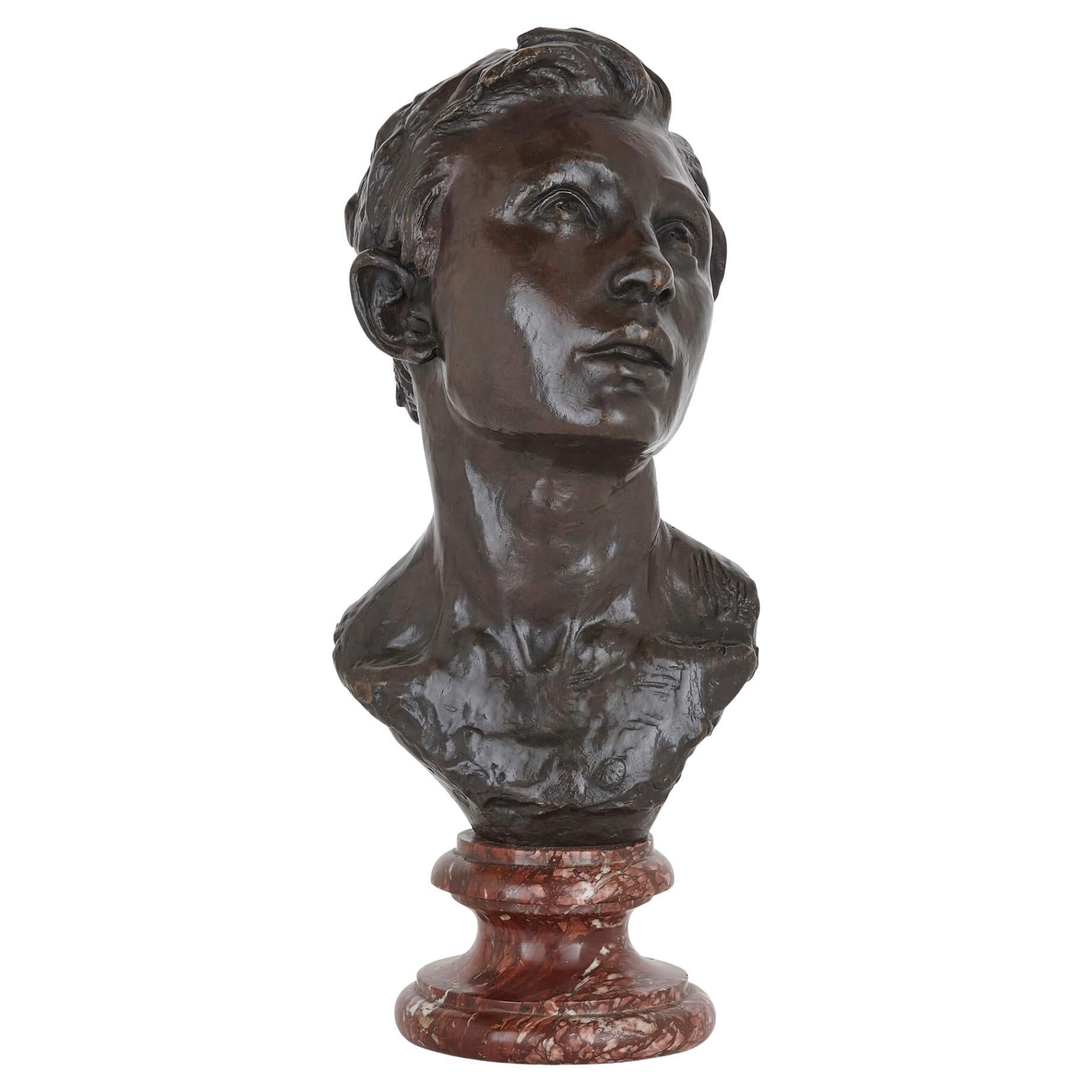 French Bronze Sculpture Bust of a Man by Aimé-Jules Dalou