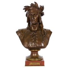 Antique French Bronze Sculpture “Bust of Dante Alighieri” After Albert Carrier-Belleuse