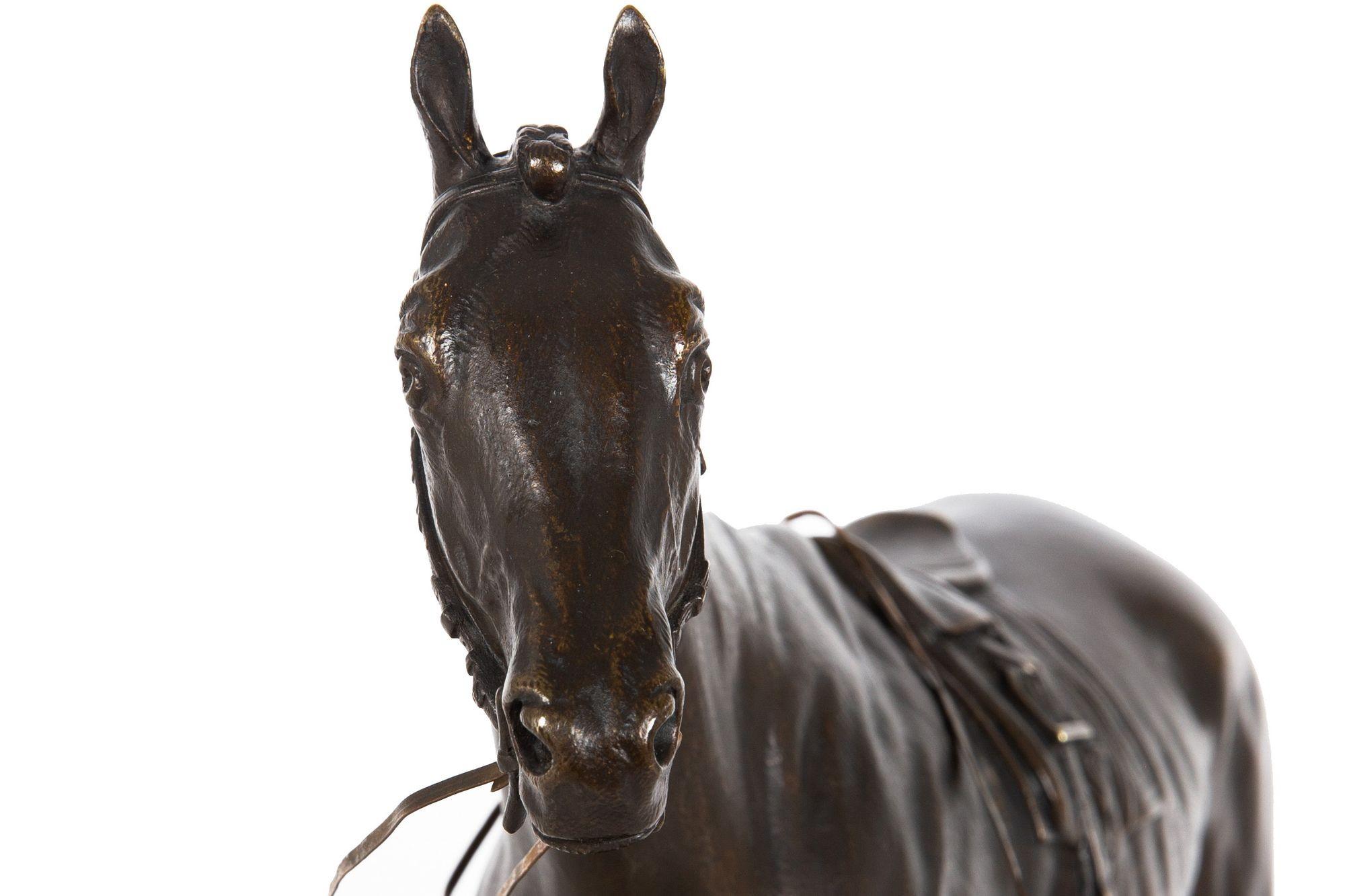French Bronze Sculpture by Pierre Lenordez of Racehorse Stallion “Bois Roussel” 8