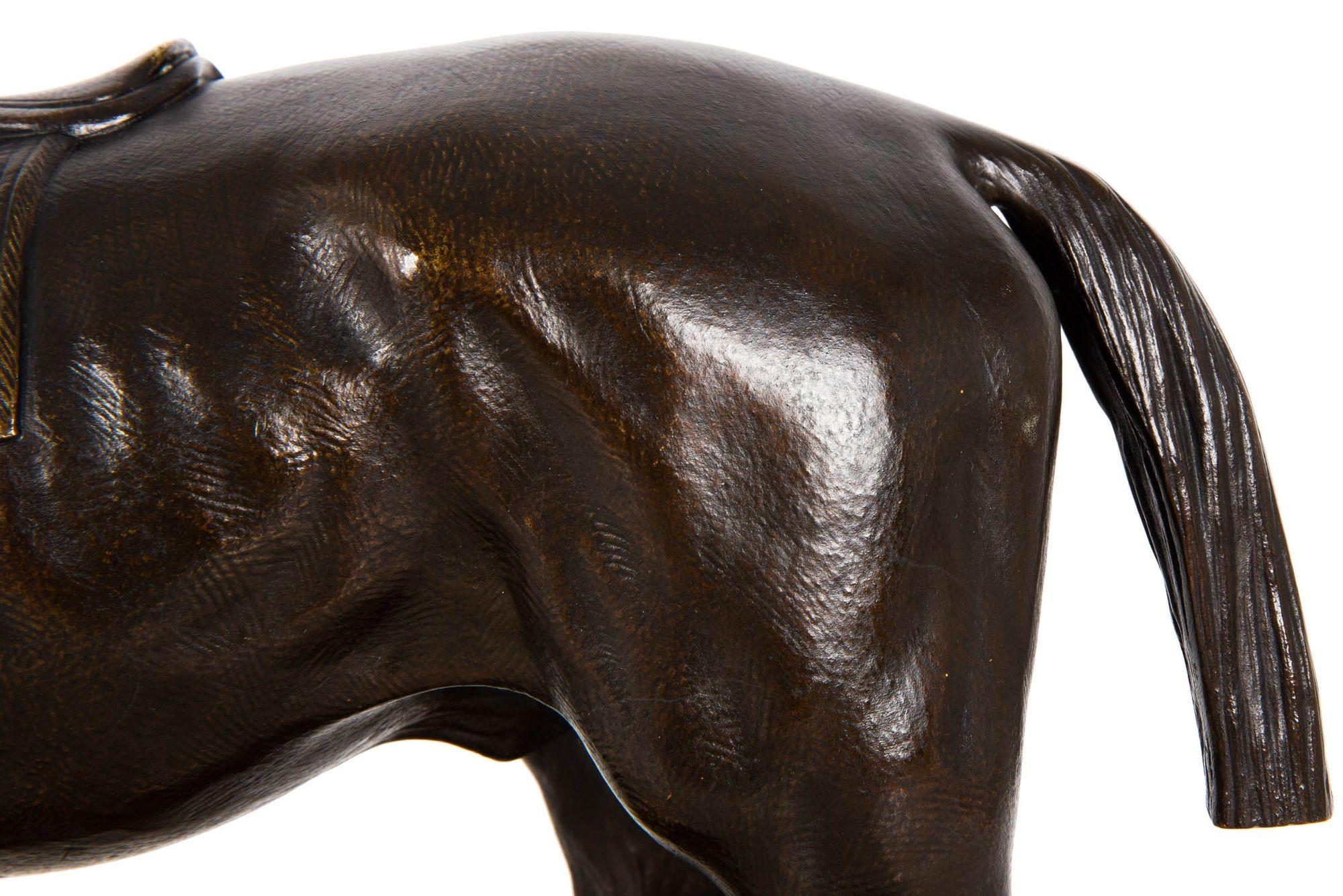 French Bronze Sculpture by Pierre Lenordez of Racehorse Stallion “Bois Roussel” 9
