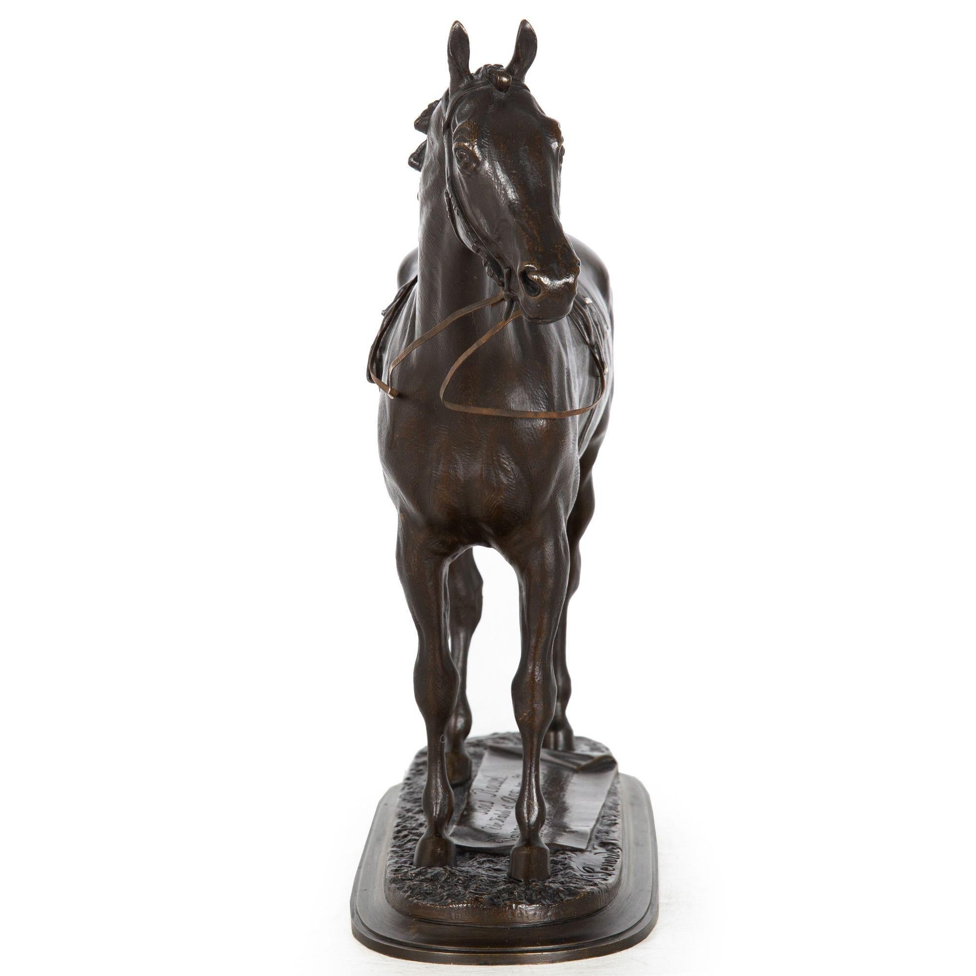 French Bronze Sculpture by Pierre Lenordez of Racehorse Stallion “Bois Roussel” In Good Condition In Shippensburg, PA