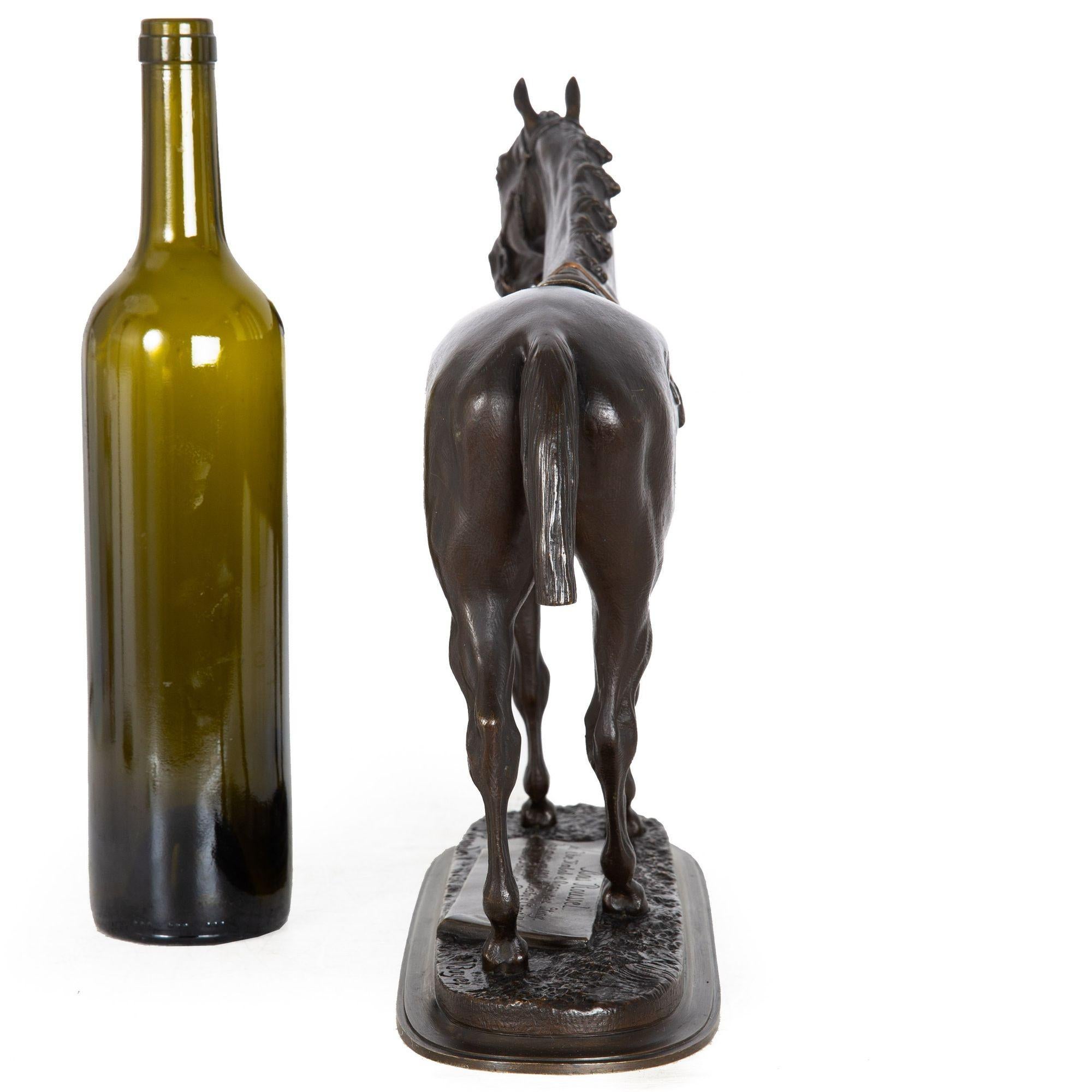 19th Century French Bronze Sculpture by Pierre Lenordez of Racehorse Stallion “Bois Roussel”