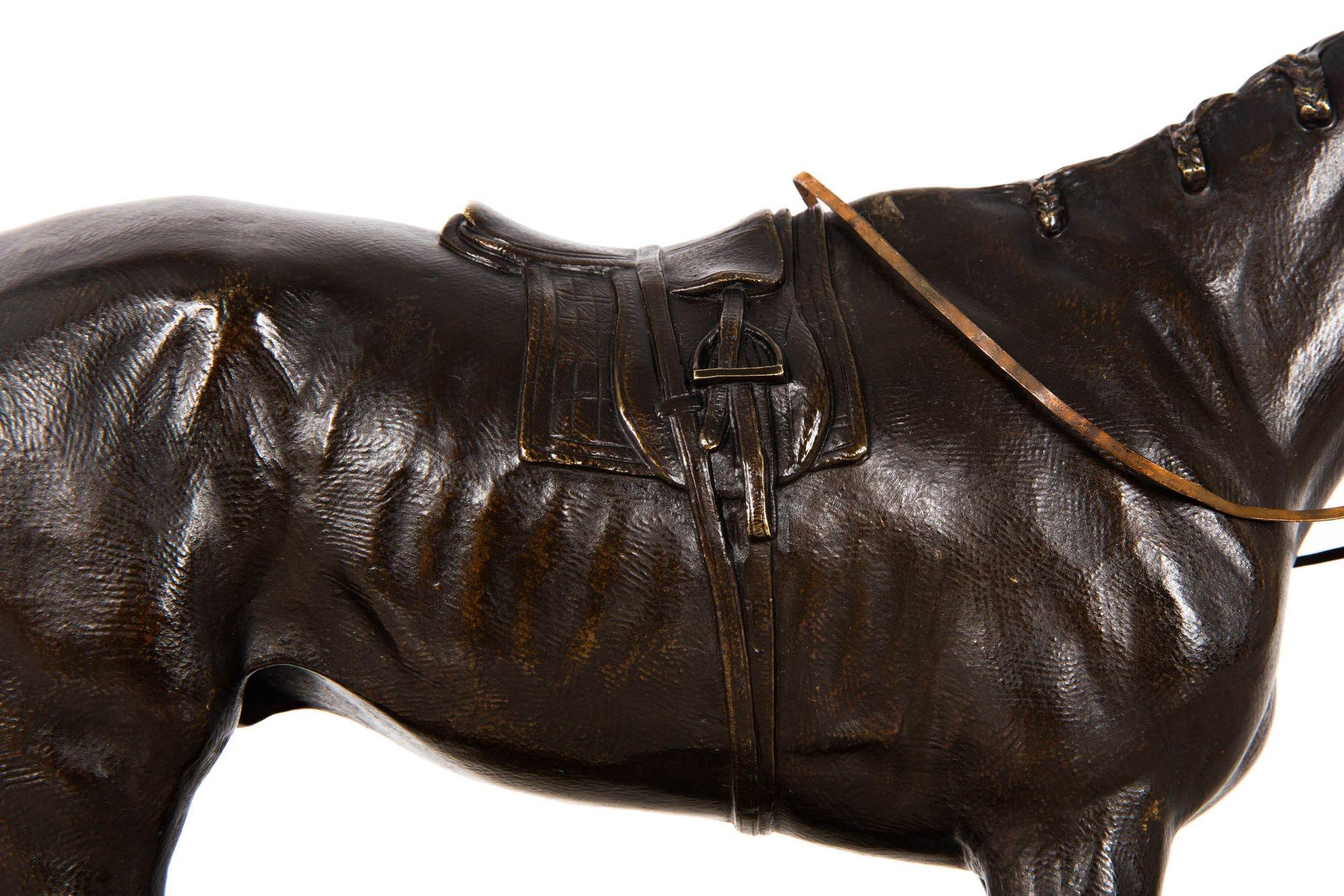 French Bronze Sculpture by Pierre Lenordez of Racehorse Stallion “Bois Roussel” 3