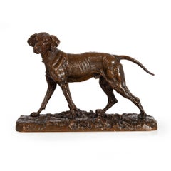 Sculpture en bronze française "Chien Braque" de Pierre-Jules Mene