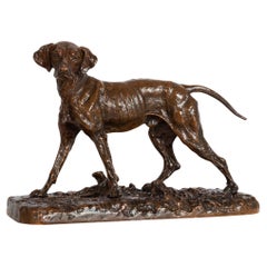 French Bronze Sculpture "Chien Braque" by Pierre-Jules Mene