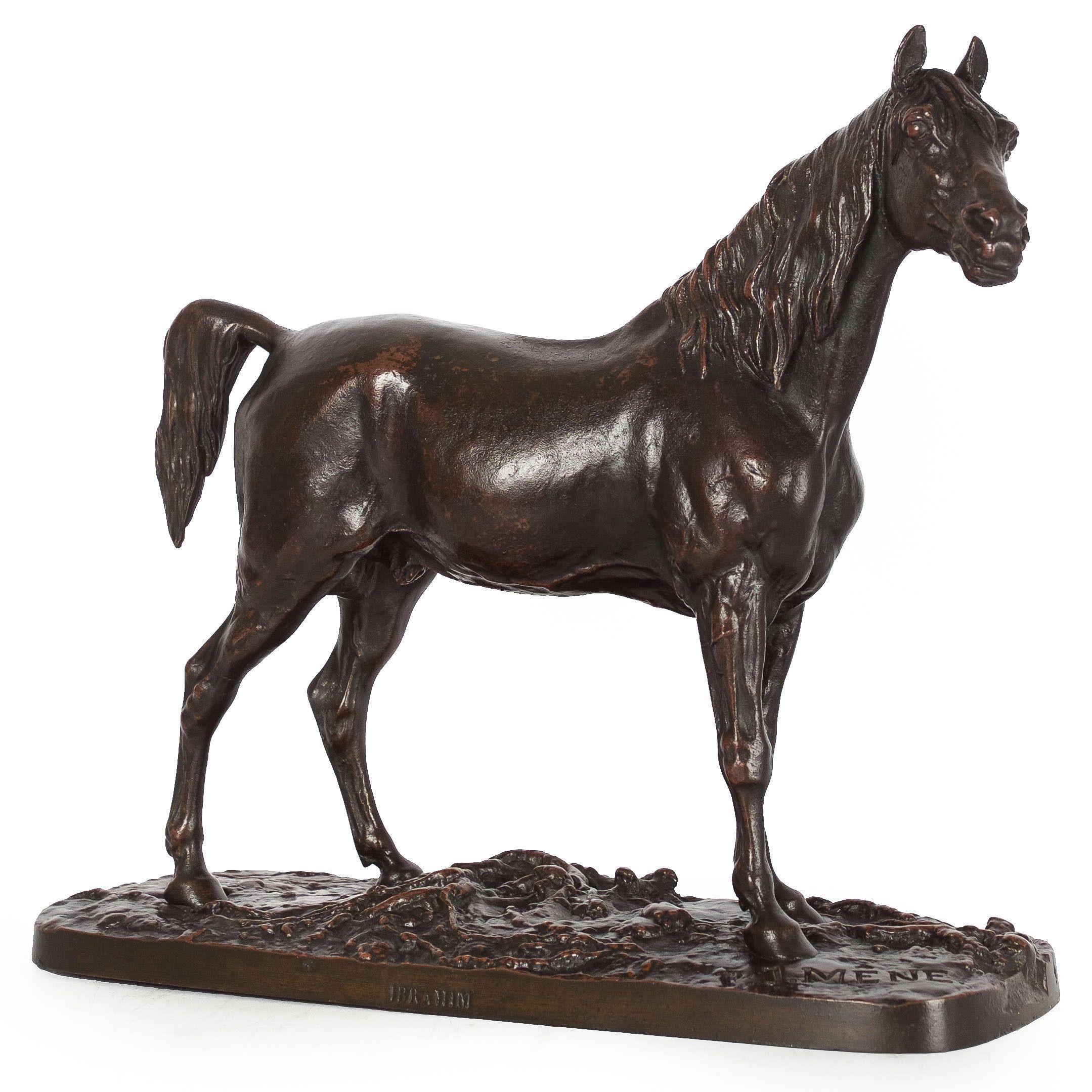 French Bronze Sculpture Egyptian Stallion Horse “Ibrahim”after Pierre Jules Mene 11