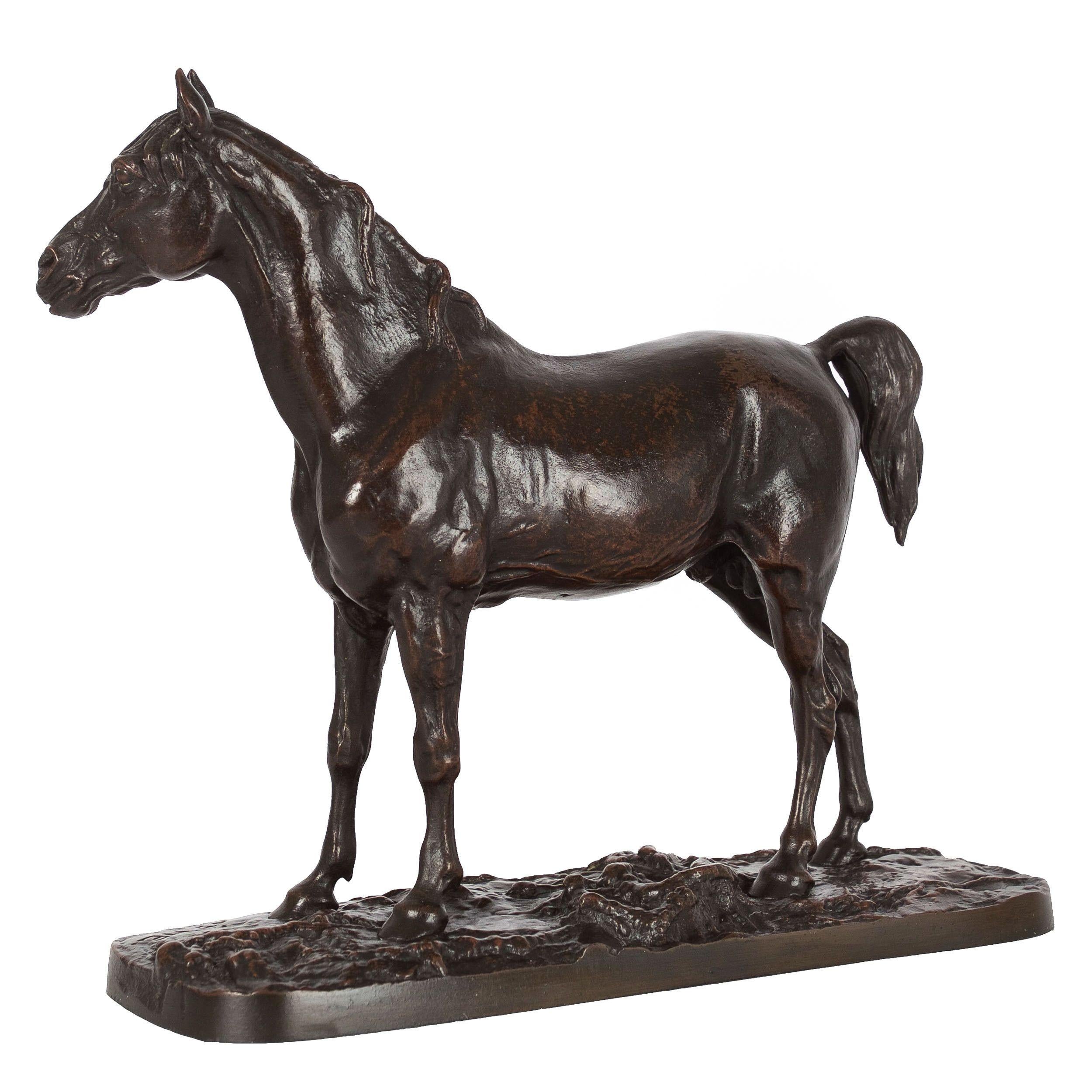 French Bronze Sculpture Egyptian Stallion Horse “Ibrahim”after Pierre Jules Mene 12