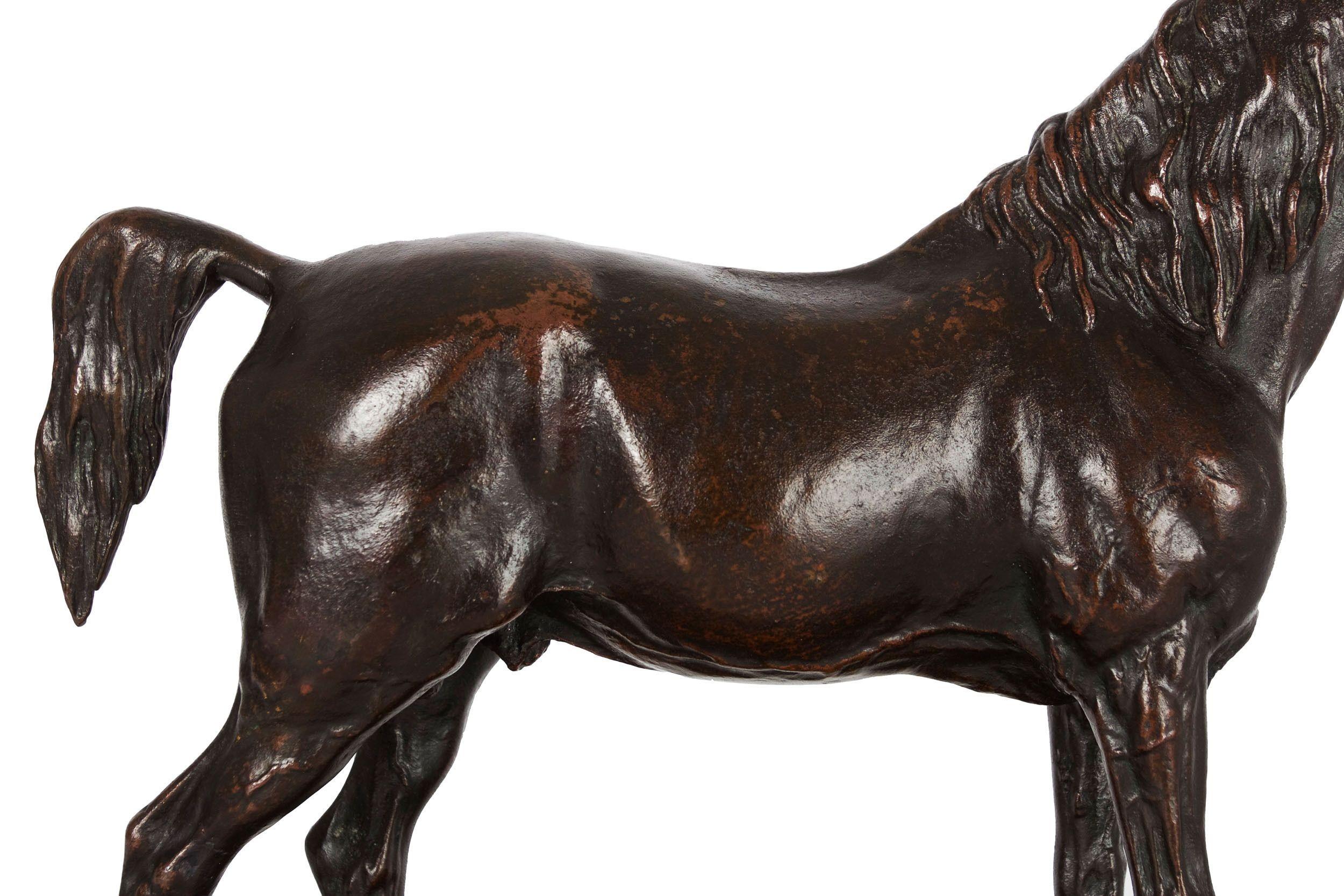 French Bronze Sculpture Egyptian Stallion Horse “Ibrahim”after Pierre Jules Mene In Good Condition In Shippensburg, PA