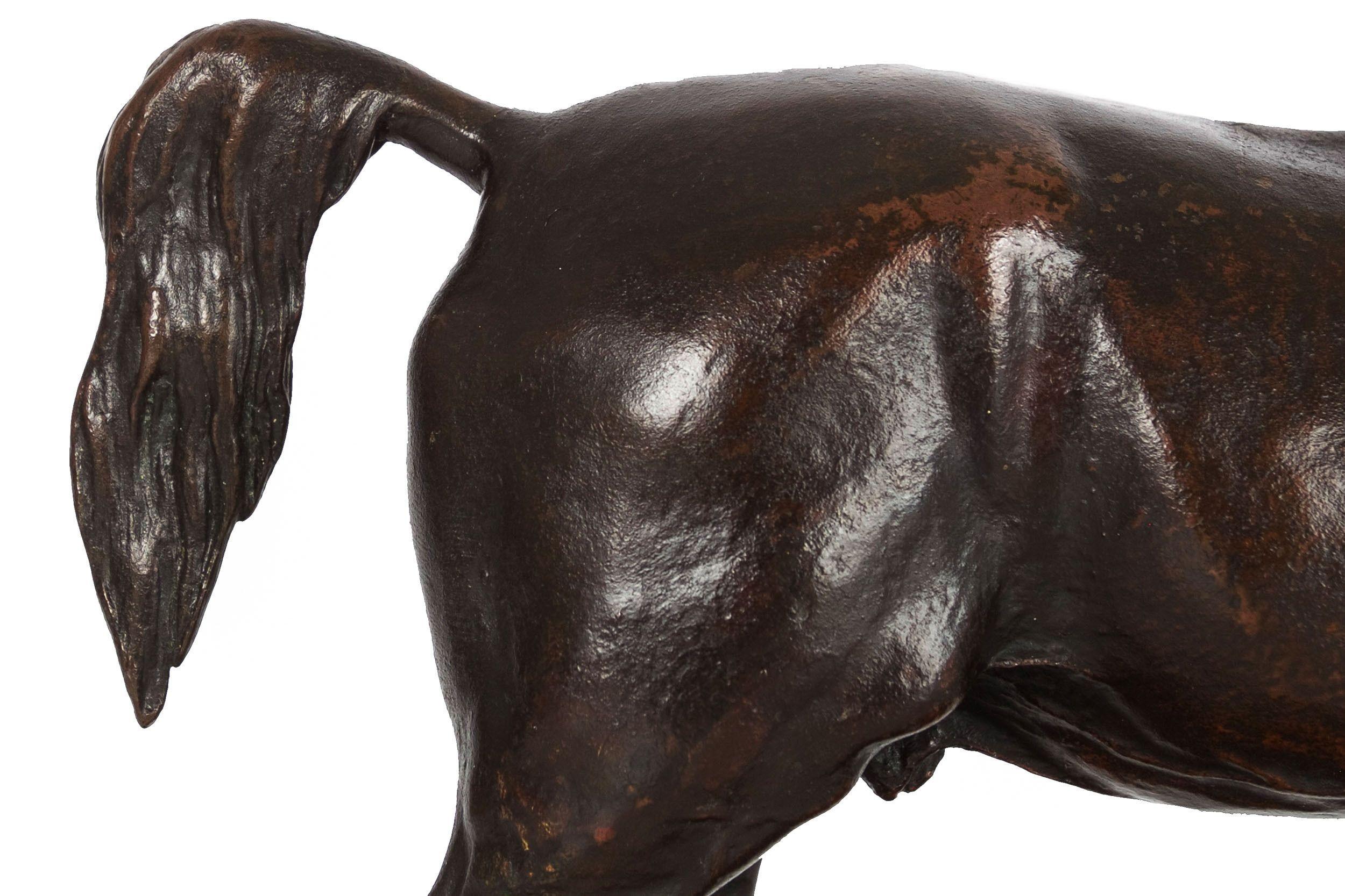 19th Century French Bronze Sculpture Egyptian Stallion Horse “Ibrahim”after Pierre Jules Mene