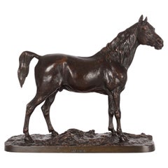 Sculpture française en bronze d'un cheval égyptien ressemblant à un étalon Ibrahimafter de Pierre Jules Mene