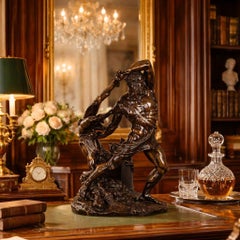 French Bronze Sculpture “Hercules Throwing Lichas” after Canova ca. 1850