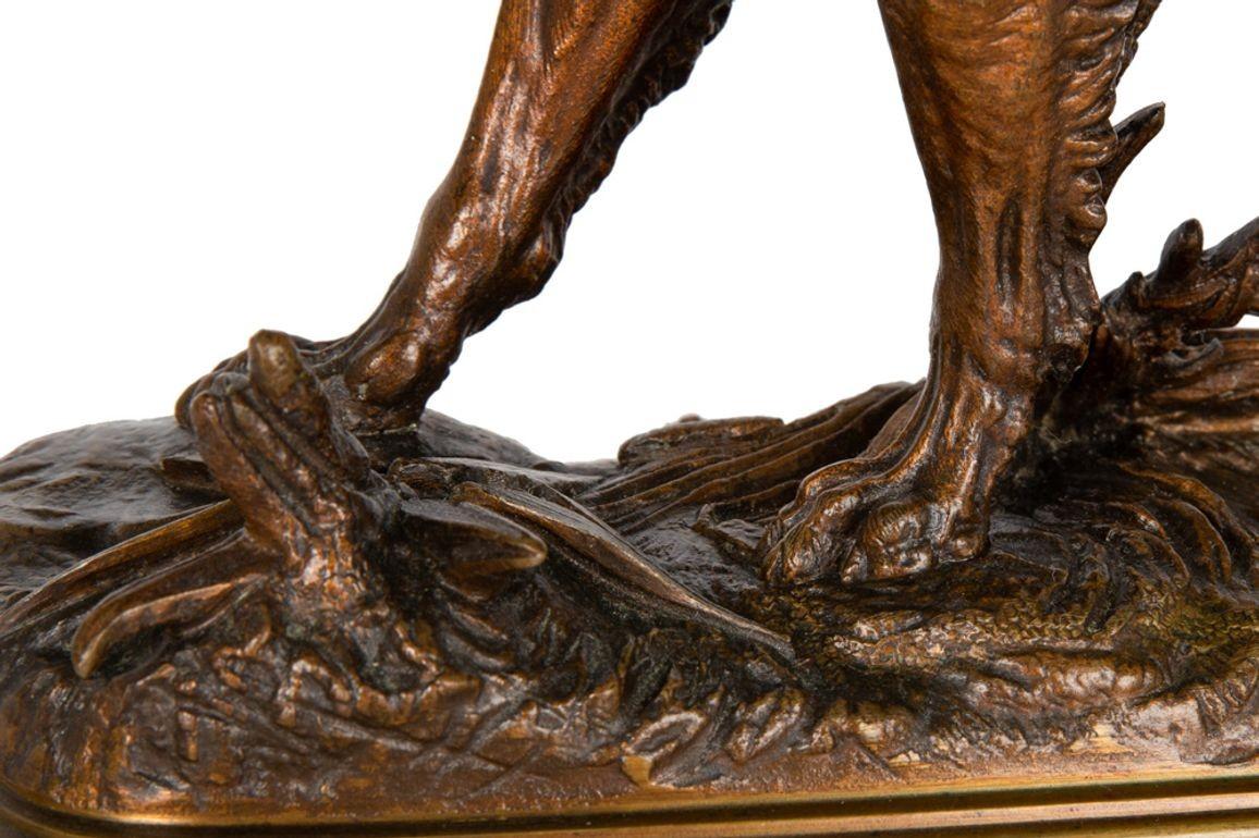 Französische Bronzeskulptur eines Jagdhundes mit Vogel, Paul-Edouard Delabrierre 8